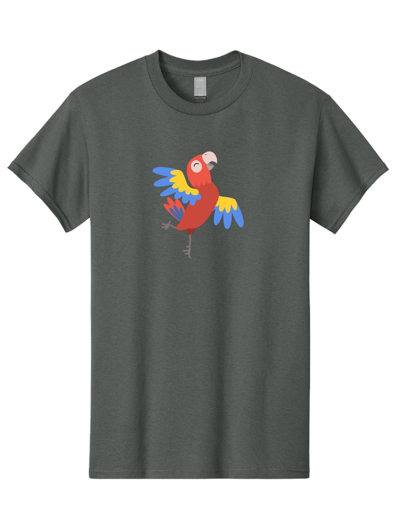 Red-Parrot-1 Men'S Graphic Tee, 100% Cotton, Comfortable Casual Summer Wear, Machine Washable, Vibrant Parrot, Colorful Bird, Tropical Animal, Red Plumage, Blue And Yellow Wings, Cartoon Character, Exotic Bird, Playful Stance, Aab877 10