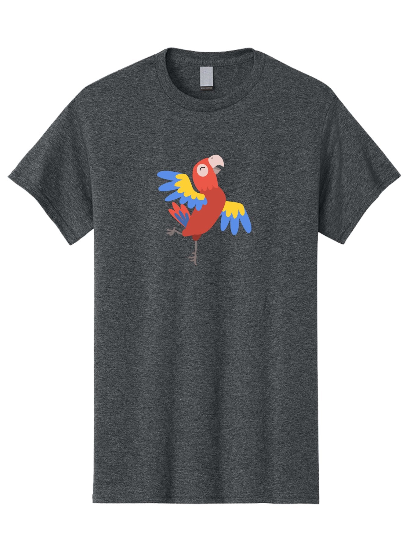Red-Parrot-1 Men'S Graphic Tee, 100% Cotton, Comfortable Casual Summer Wear, Machine Washable, Vibrant Parrot, Colorful Bird, Tropical Animal, Red Plumage, Blue And Yellow Wings, Cartoon Character, Exotic Bird, Playful Stance, Aab877 4
