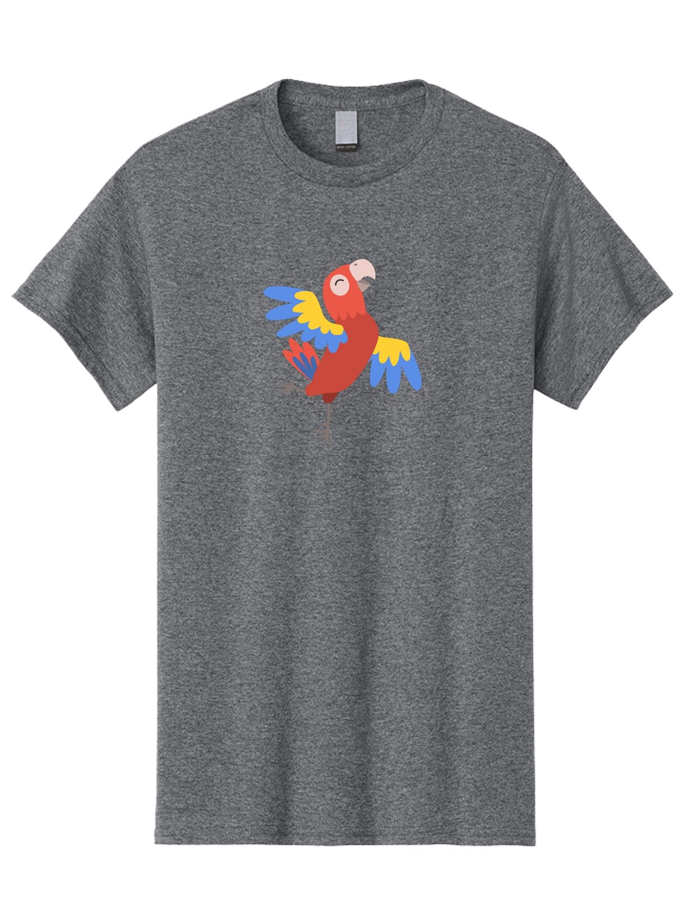Red-Parrot-1 Men'S Graphic Tee, 100% Cotton, Comfortable Casual Summer Wear, Machine Washable, Vibrant Parrot, Colorful Bird, Tropical Animal, Red Plumage, Blue And Yellow Wings, Cartoon Character, Exotic Bird, Playful Stance, Aab877
