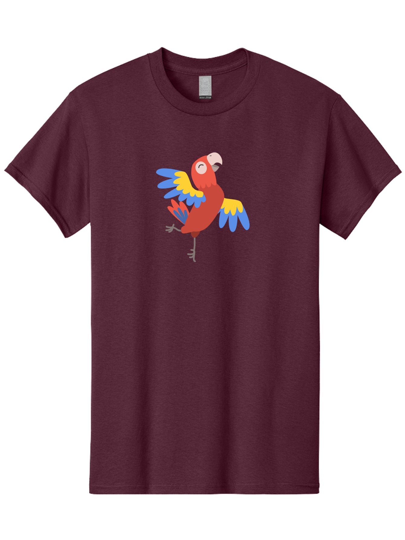 Red-Parrot-1 Men'S Graphic Tee, 100% Cotton, Comfortable Casual Summer Wear, Machine Washable, Vibrant Parrot, Colorful Bird, Tropical Animal, Red Plumage, Blue And Yellow Wings, Cartoon Character, Exotic Bird, Playful Stance, Aab877 13