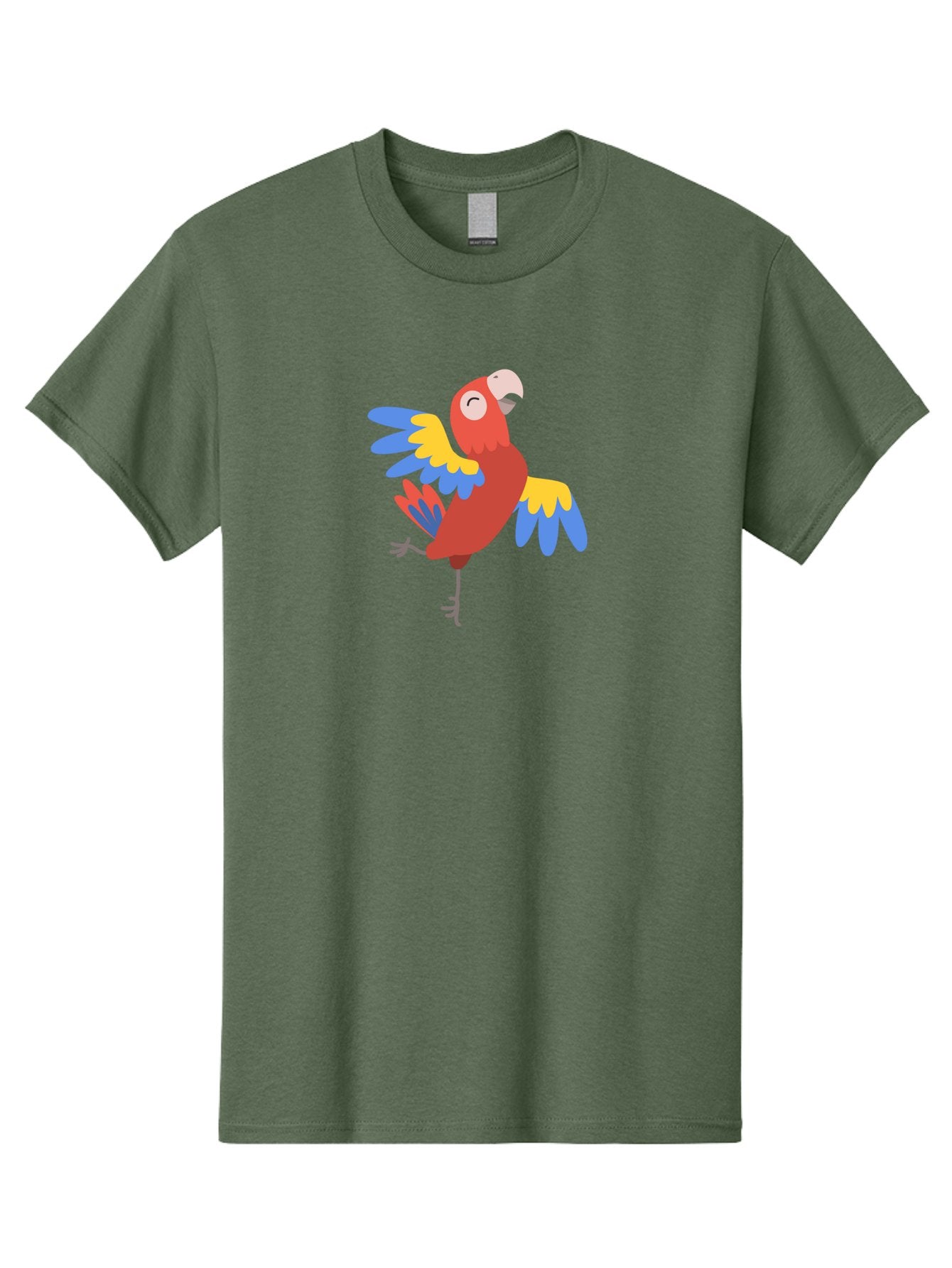 Red-Parrot-1 Men'S Graphic Tee, 100% Cotton, Comfortable Casual Summer Wear, Machine Washable, Vibrant Parrot, Colorful Bird, Tropical Animal, Red Plumage, Blue And Yellow Wings, Cartoon Character, Exotic Bird, Playful Stance, Aab877