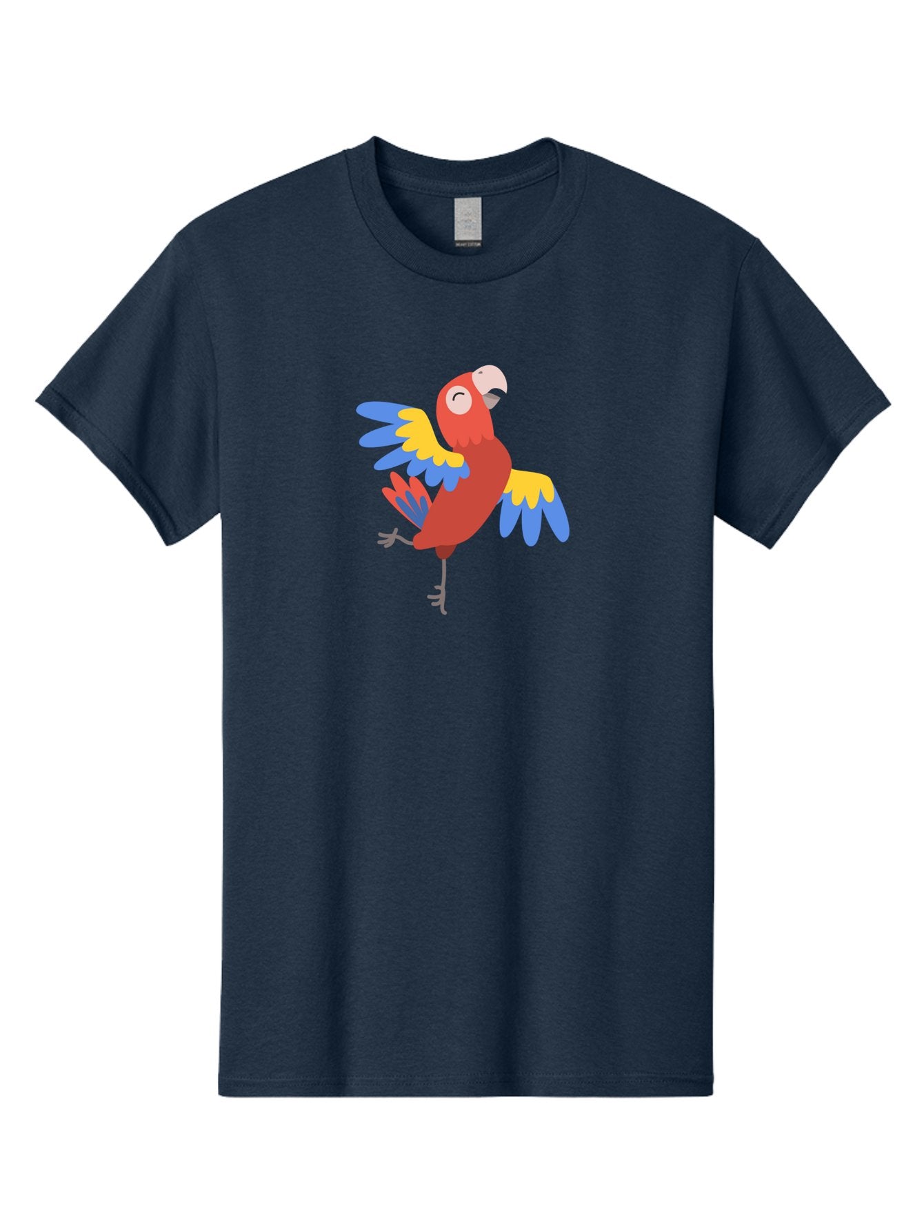 Red-Parrot-1 Men'S Graphic Tee, 100% Cotton, Comfortable Casual Summer Wear, Machine Washable, Vibrant Parrot, Colorful Bird, Tropical Animal, Red Plumage, Blue And Yellow Wings, Cartoon Character, Exotic Bird, Playful Stance, Aab877 12