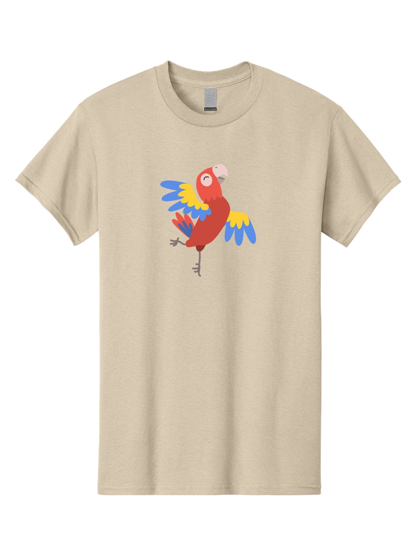 Red-Parrot-1 Men'S Graphic Tee, 100% Cotton, Comfortable Casual Summer Wear, Machine Washable, Vibrant Parrot, Colorful Bird, Tropical Animal, Red Plumage, Blue And Yellow Wings, Cartoon Character, Exotic Bird, Playful Stance, Aab877 6