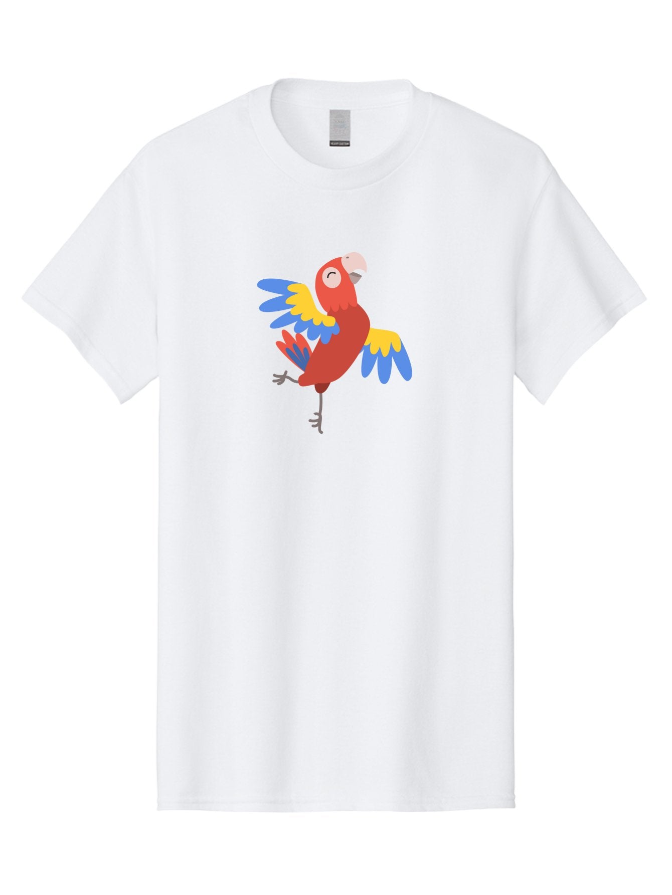 Red-Parrot-1 Men'S Graphic Tee, 100% Cotton, Comfortable Casual Summer Wear, Machine Washable, Vibrant Parrot, Colorful Bird, Tropical Animal, Red Plumage, Blue And Yellow Wings, Cartoon Character, Exotic Bird, Playful Stance, Aab877 3