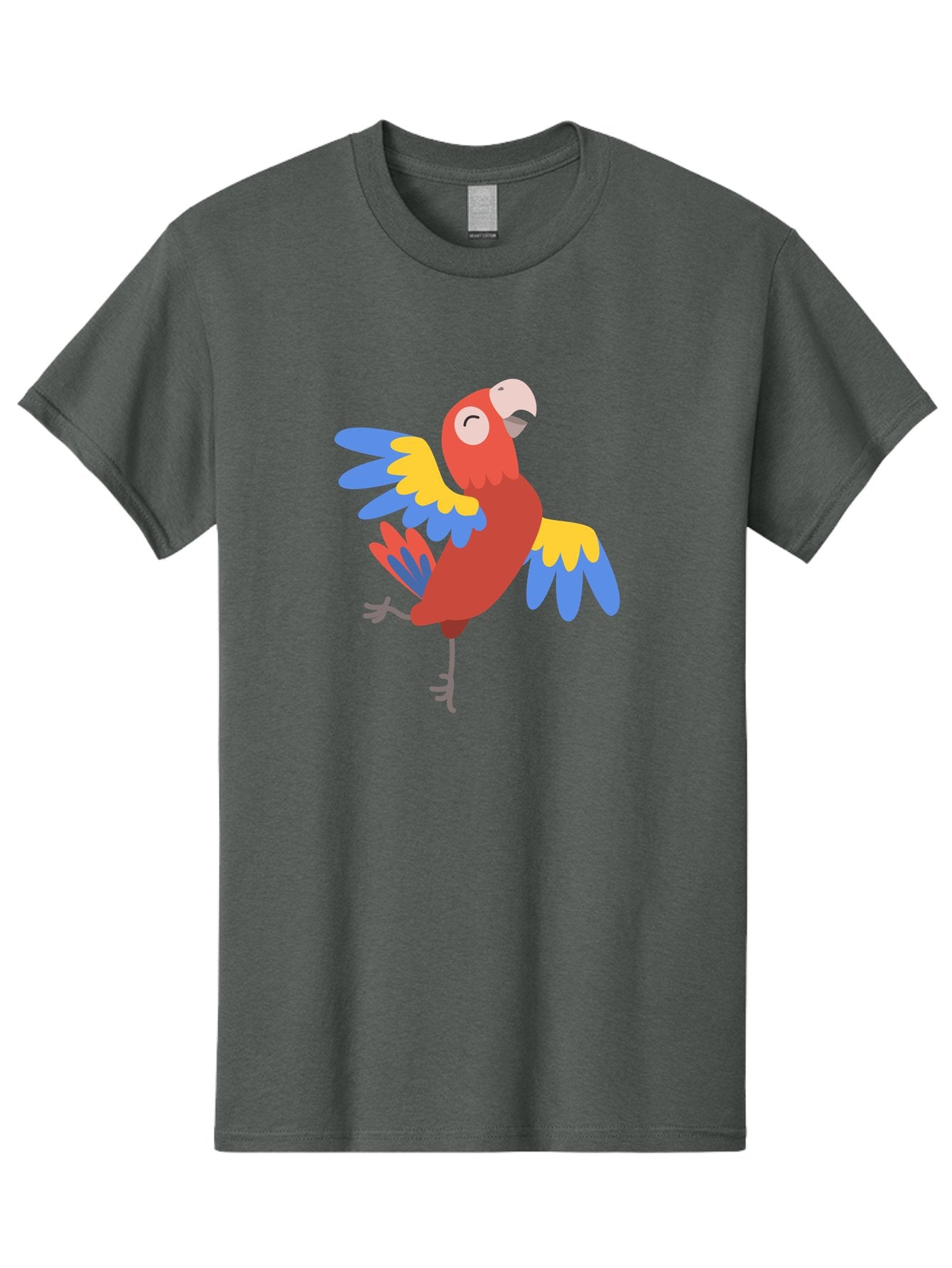 Red-Parrot-2 Men'S Graphic Tee, 100% Cotton, Comfortable Casual Summer Wear, Machine Washable, Colorful Parrot, Vibrant Red, Blue And Yellow Feathers, Tropical Bird, Cartoon Character, Playful Illustration, Exotic Animal, Bird Species Aab878