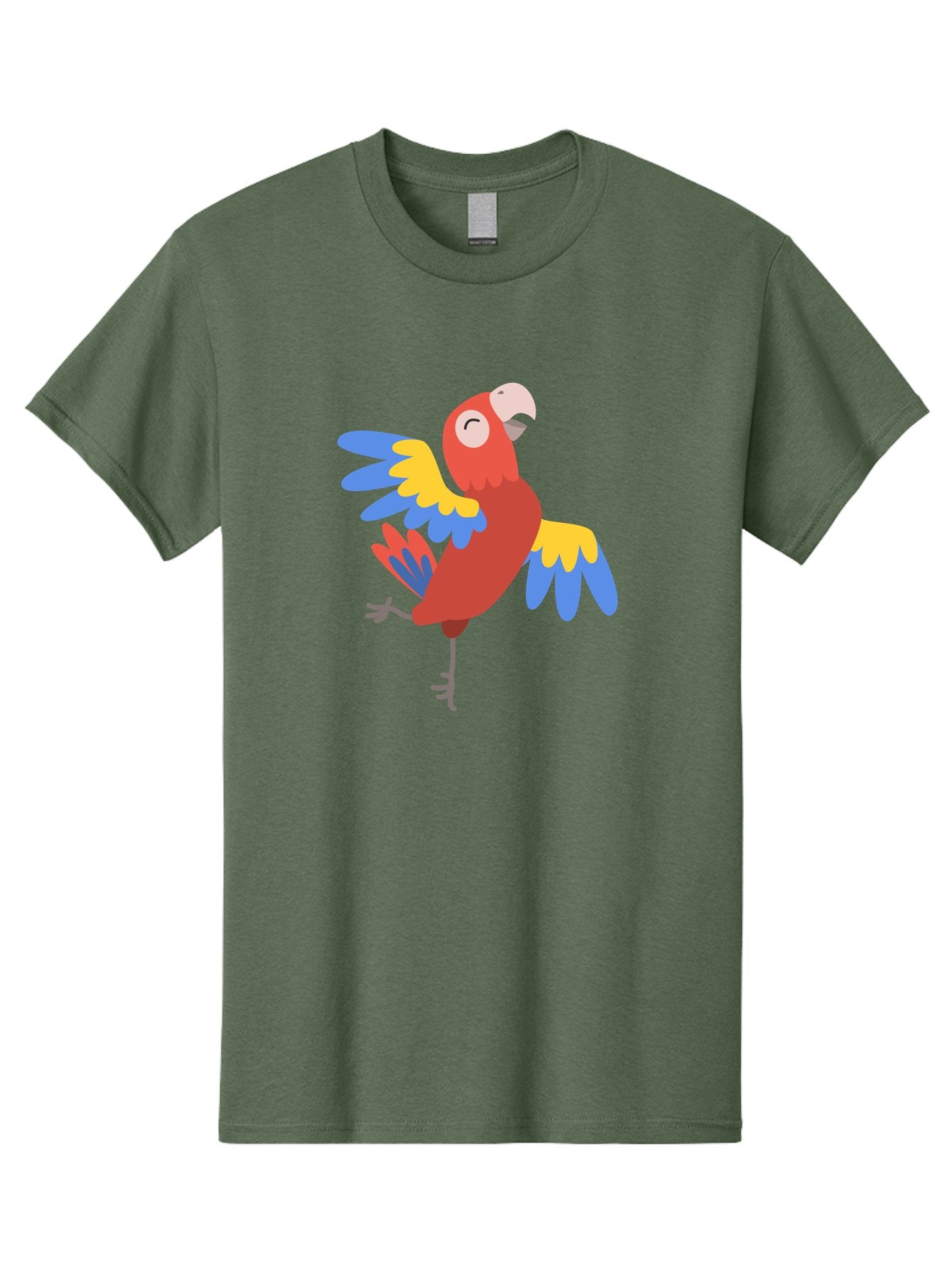 Red-Parrot-2 Men'S Graphic Tee, 100% Cotton, Comfortable Casual Summer Wear, Machine Washable, Colorful Parrot, Vibrant Red, Blue And Yellow Feathers, Tropical Bird, Cartoon Character, Playful Illustration, Exotic Animal, Bird Species Aab878