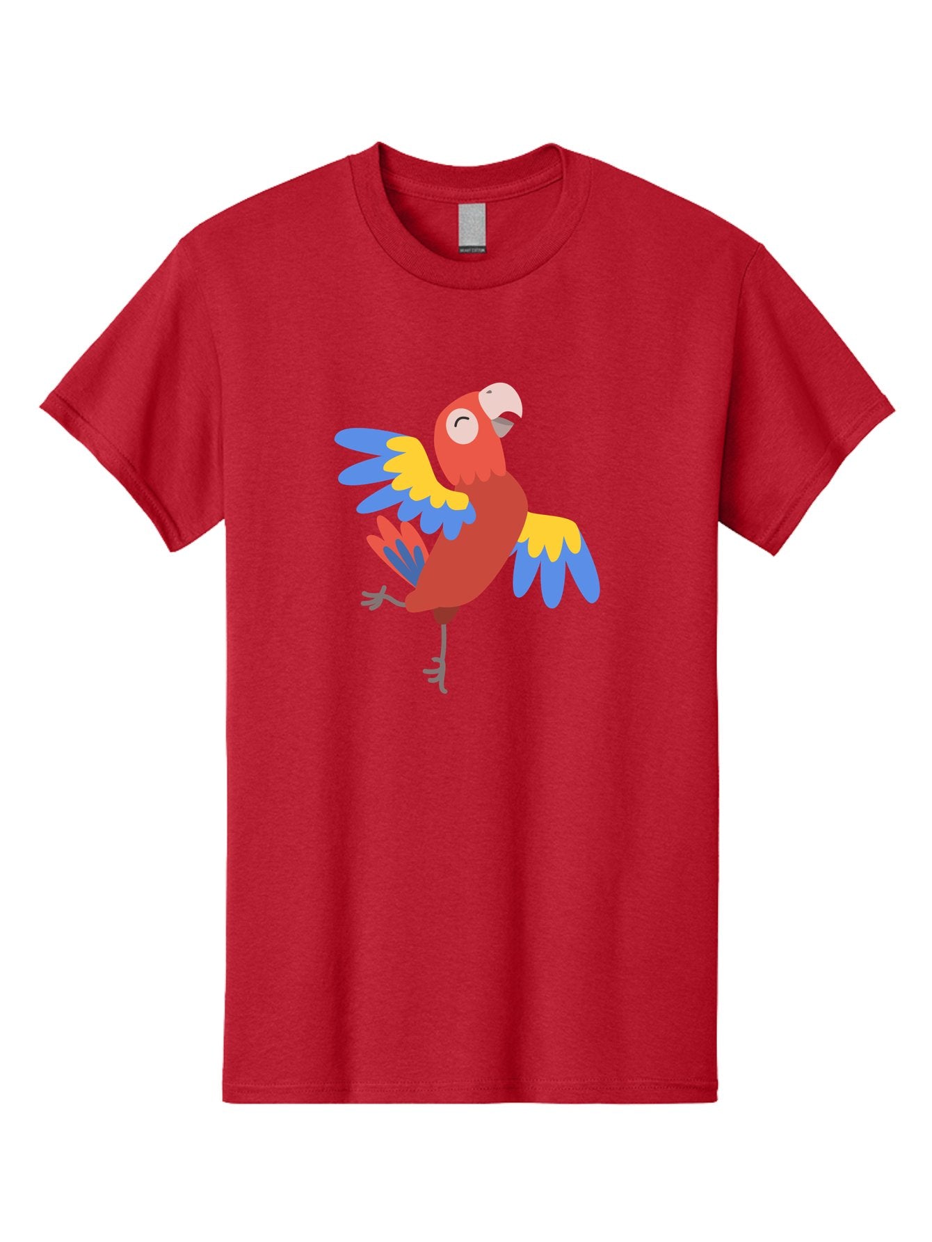 Red-Parrot-2 Men'S Graphic Tee, 100% Cotton, Comfortable Casual Summer Wear, Machine Washable, Colorful Parrot, Vibrant Red, Blue And Yellow Feathers, Tropical Bird, Cartoon Character, Playful Illustration, Exotic Animal, Bird Species Aab878 4