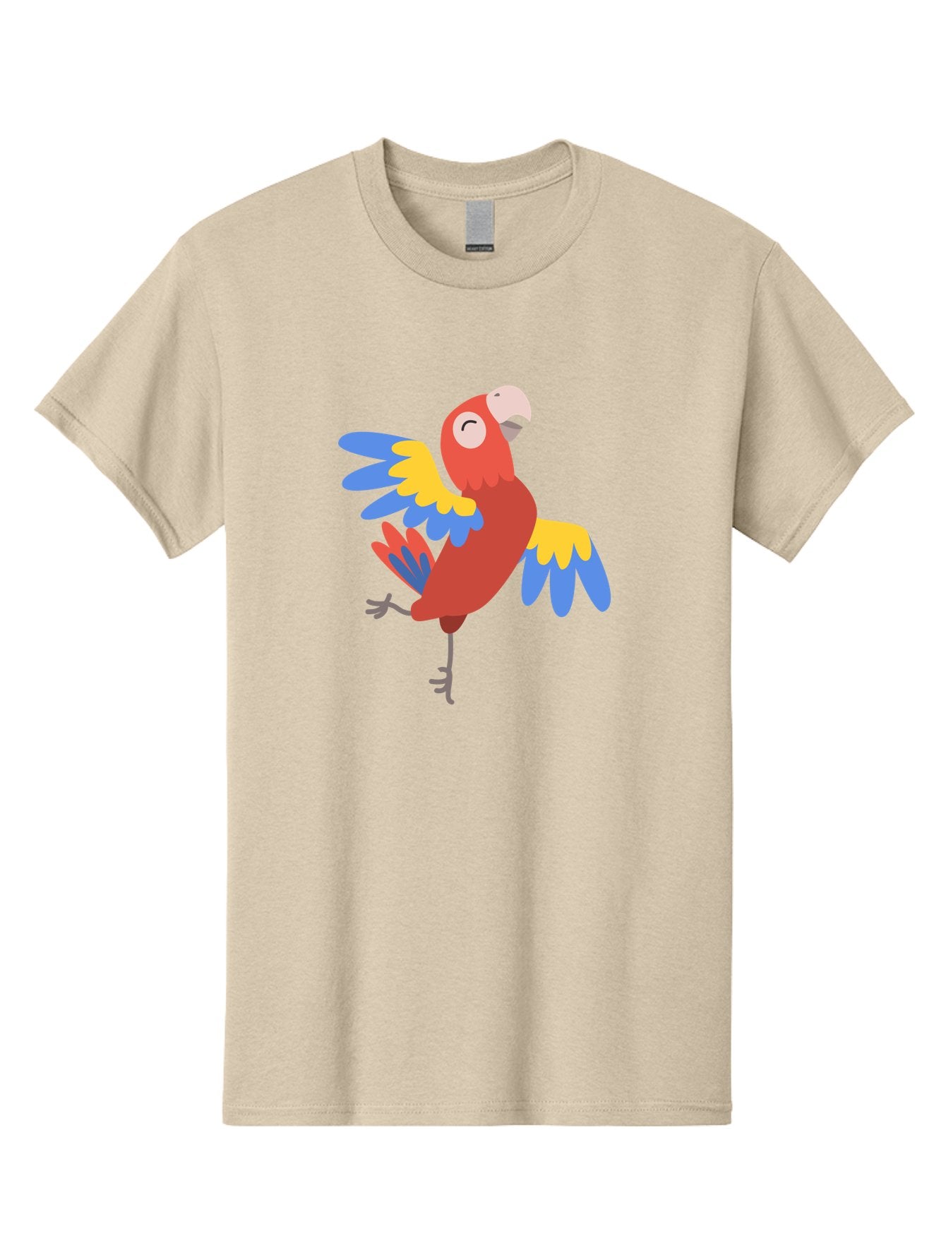 Red-Parrot-2 Men'S Graphic Tee, 100% Cotton, Comfortable Casual Summer Wear, Machine Washable, Colorful Parrot, Vibrant Red, Blue And Yellow Feathers, Tropical Bird, Cartoon Character, Playful Illustration, Exotic Animal, Bird Species Aab878 8