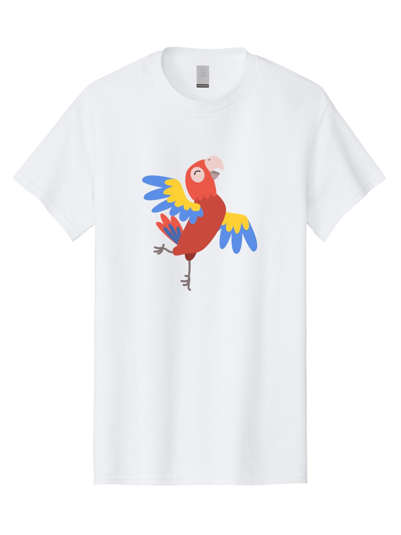 Red-Parrot-2 Men'S Graphic Tee, 100% Cotton, Comfortable Casual Summer Wear, Machine Washable, Colorful Parrot, Vibrant Red, Blue And Yellow Feathers, Tropical Bird, Cartoon Character, Playful Illustration, Exotic Animal, Bird Species Aab878 12