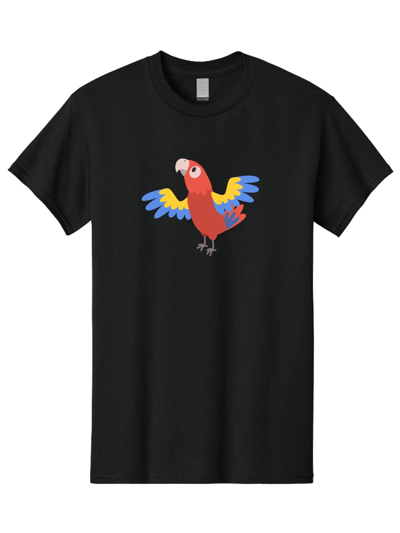 Red-Parrot-3 Men'S Graphic Tee, 100% Cotton, Comfortable Casual Summer Wear, Machine Washable, Vibrant Red Parrot, Colorful Bird, Blue And Yellow Wings, Cartoon Illustration, Playful Parrot, Tropical Bird, Animal Art, Red Feathers, Aab879 8