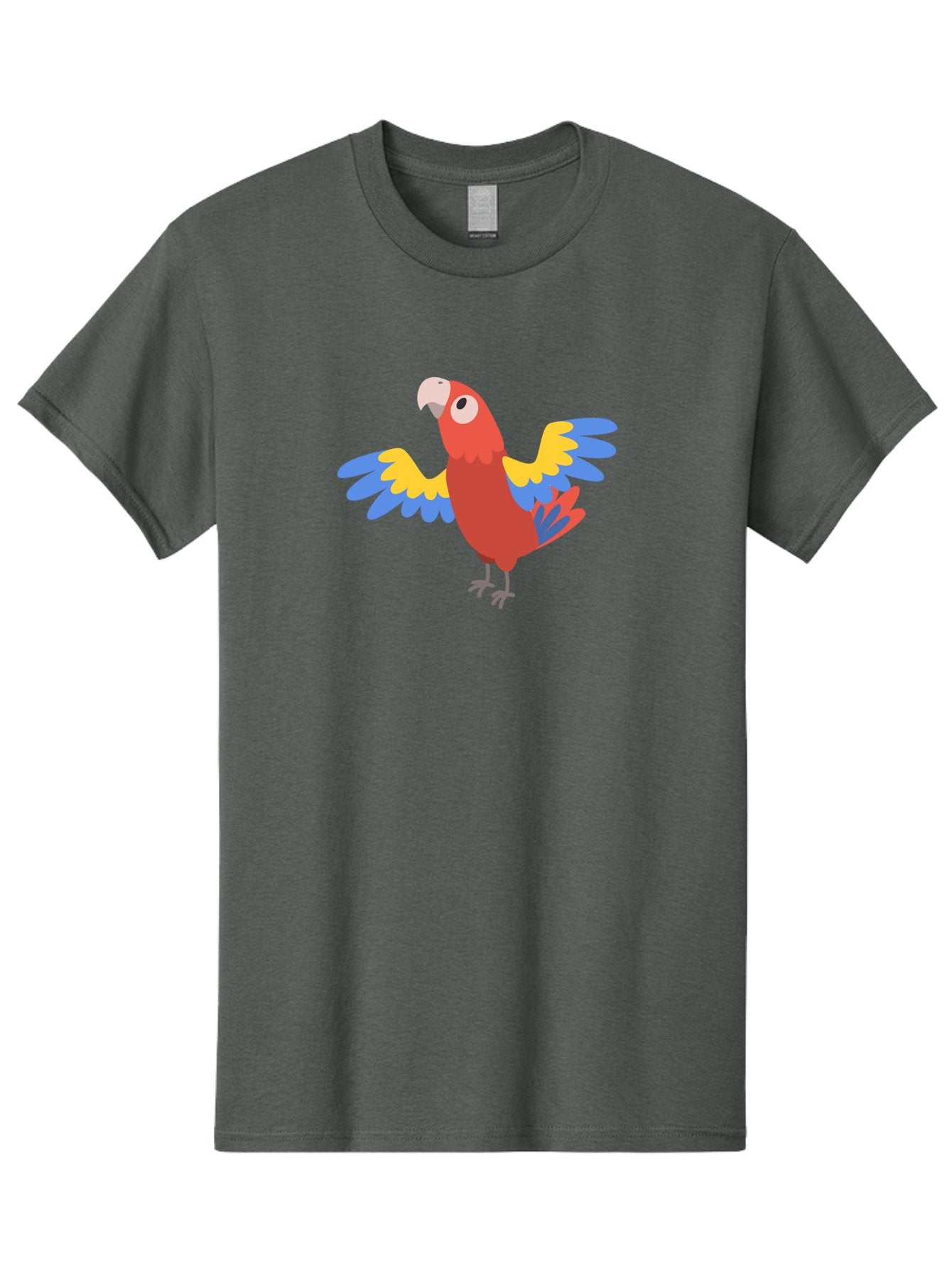 Red-Parrot-3 Men'S Graphic Tee, 100% Cotton, Comfortable Casual Summer Wear, Machine Washable, Vibrant Red Parrot, Colorful Bird, Blue And Yellow Wings, Cartoon Illustration, Playful Parrot, Tropical Bird, Animal Art, Red Feathers, Aab879 6