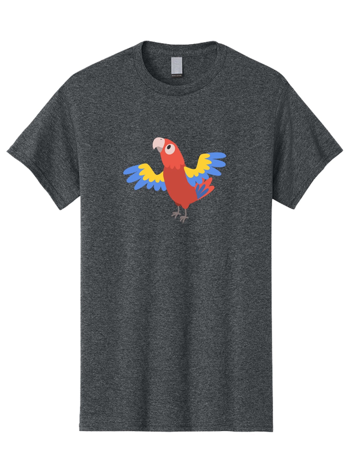 Red-Parrot-3 Men'S Graphic Tee, 100% Cotton, Comfortable Casual Summer Wear, Machine Washable, Vibrant Red Parrot, Colorful Bird, Blue And Yellow Wings, Cartoon Illustration, Playful Parrot, Tropical Bird, Animal Art, Red Feathers, Aab879 4