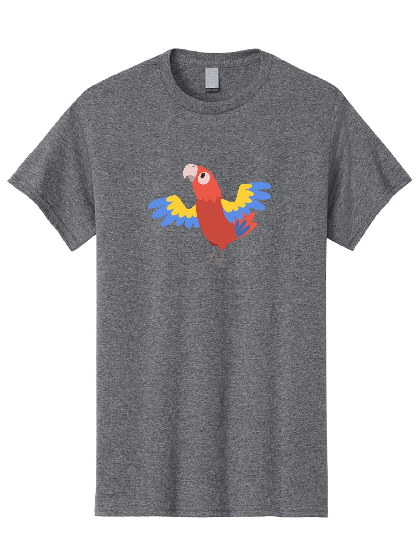 Red-Parrot-3 Men'S Graphic Tee, 100% Cotton, Comfortable Casual Summer Wear, Machine Washable, Vibrant Red Parrot, Colorful Bird, Blue And Yellow Wings, Cartoon Illustration, Playful Parrot, Tropical Bird, Animal Art, Red Feathers, Aab879 10
