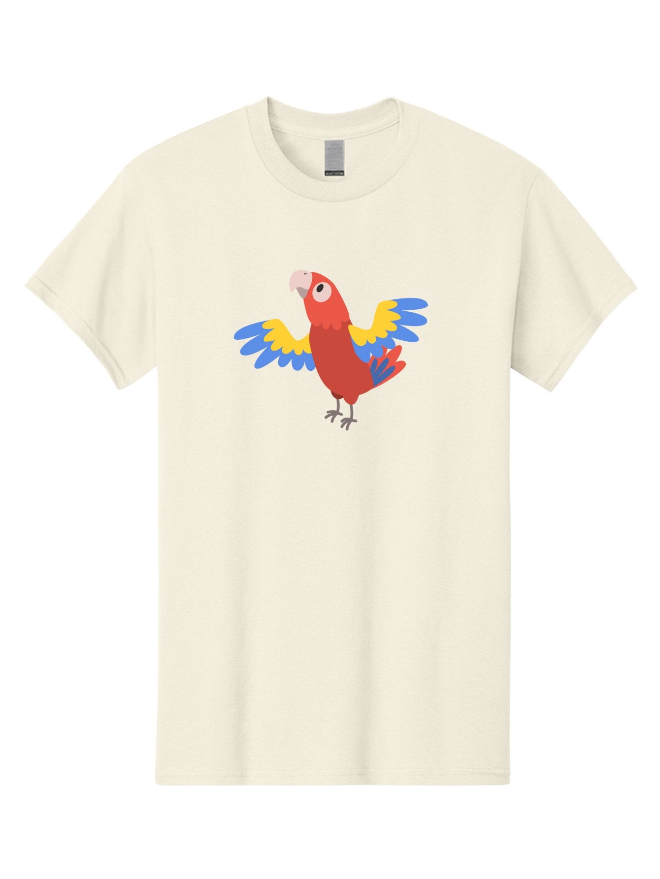 Red-Parrot-3 Men'S Graphic Tee, 100% Cotton, Comfortable Casual Summer Wear, Machine Washable, Vibrant Red Parrot, Colorful Bird, Blue And Yellow Wings, Cartoon Illustration, Playful Parrot, Tropical Bird, Animal Art, Red Feathers, Aab879 13
