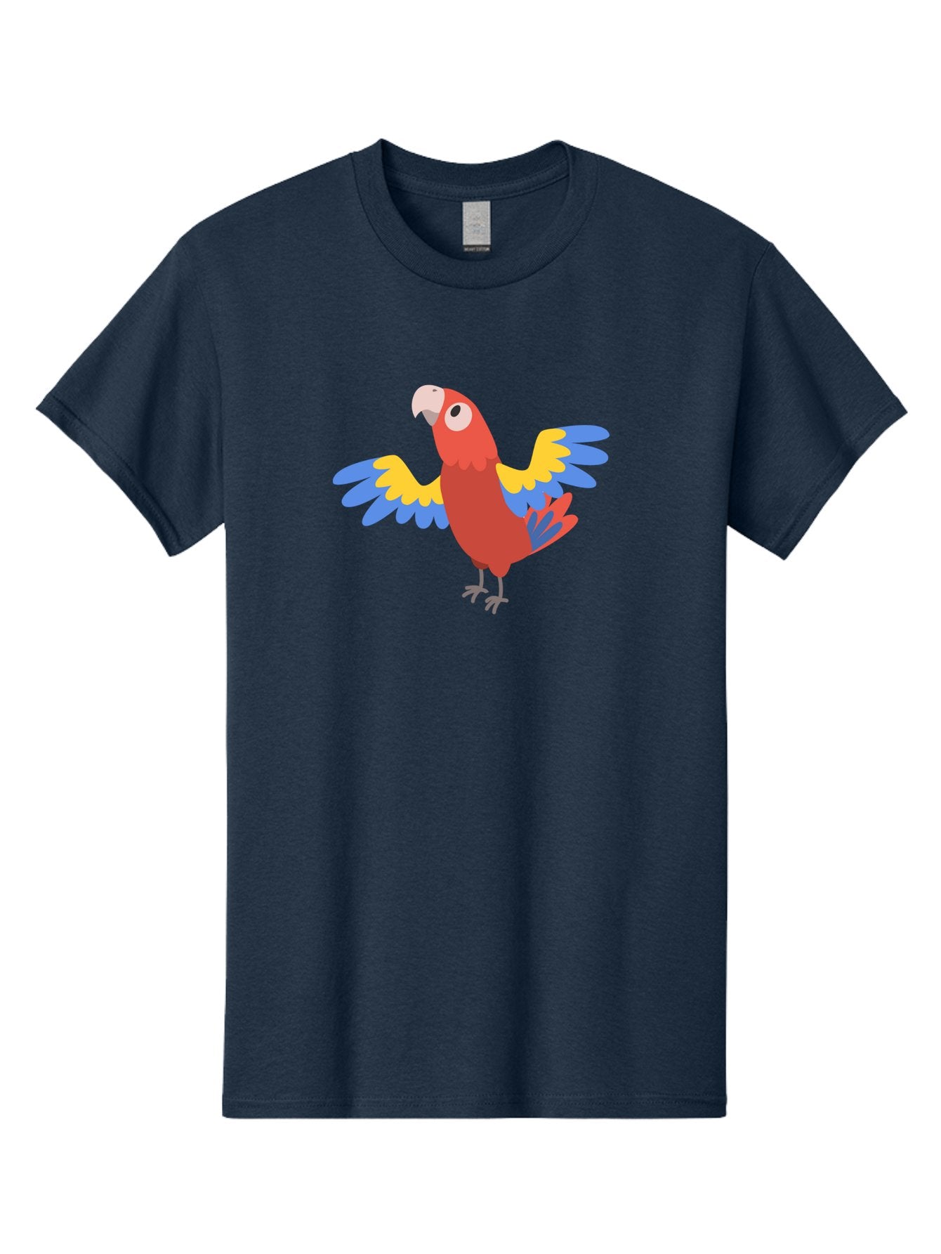 Red-Parrot-3 Men'S Graphic Tee, 100% Cotton, Comfortable Casual Summer Wear, Machine Washable, Vibrant Red Parrot, Colorful Bird, Blue And Yellow Wings, Cartoon Illustration, Playful Parrot, Tropical Bird, Animal Art, Red Feathers, Aab879 15