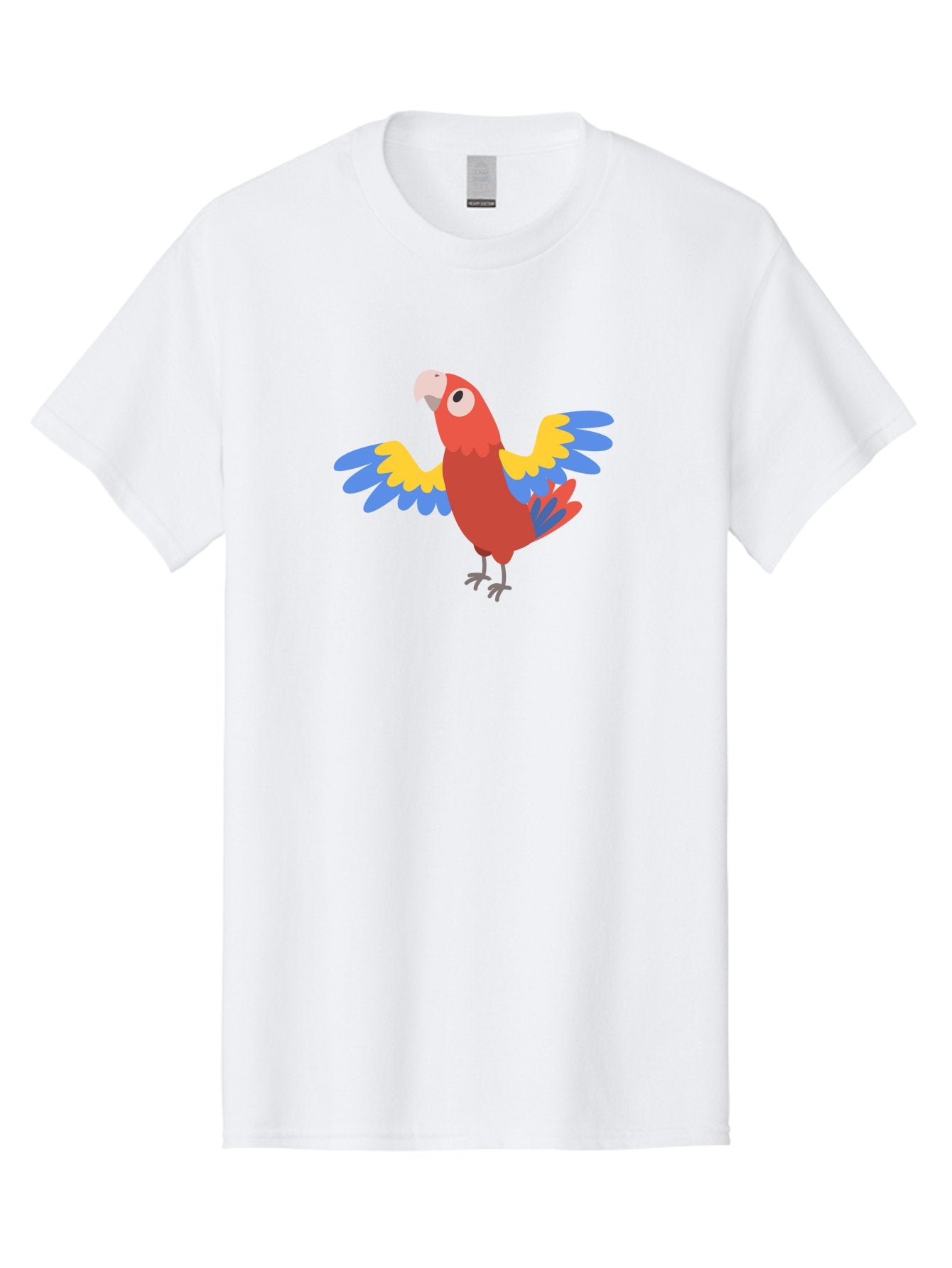 Red-Parrot-3 Men'S Graphic Tee, 100% Cotton, Comfortable Casual Summer Wear, Machine Washable, Vibrant Red Parrot, Colorful Bird, Blue And Yellow Wings, Cartoon Illustration, Playful Parrot, Tropical Bird, Animal Art, Red Feathers, Aab879 12