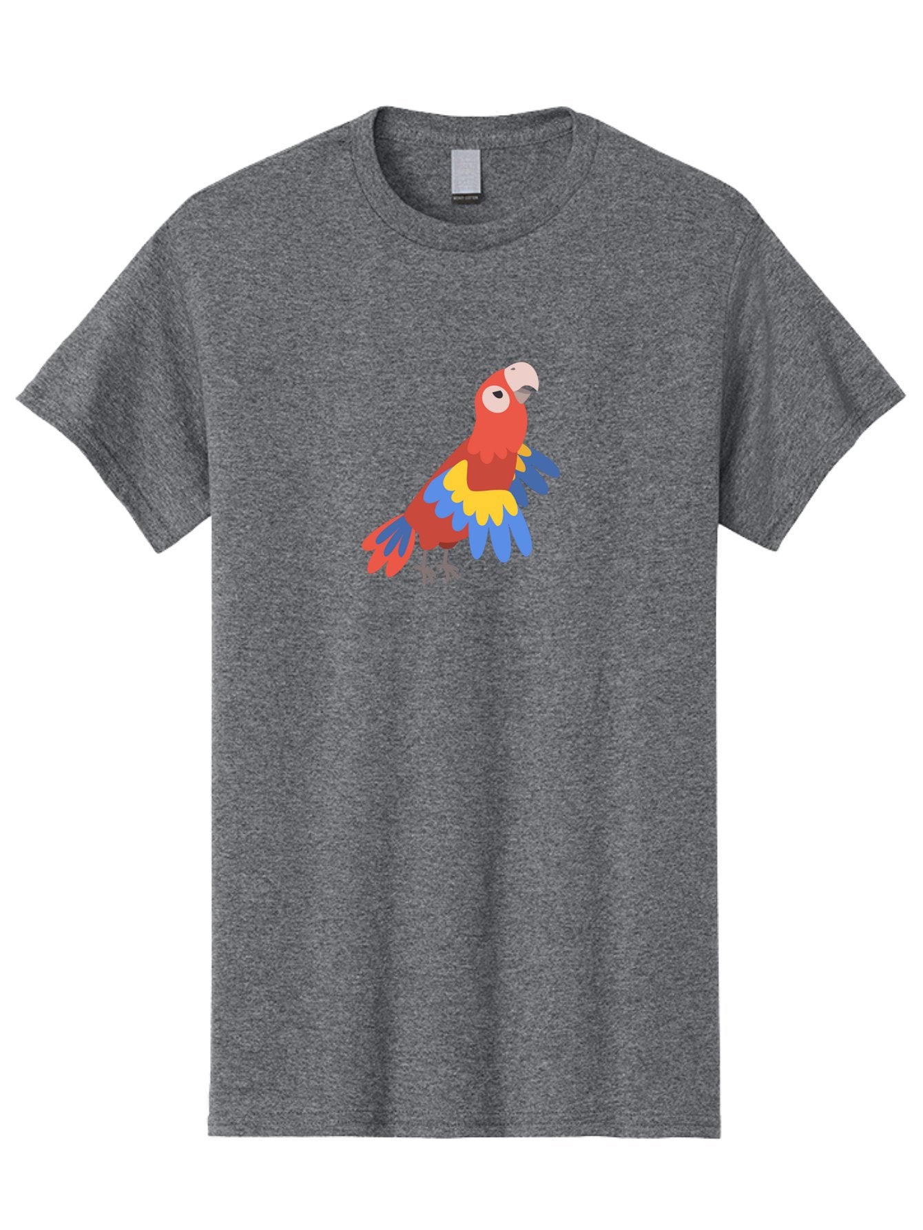Red-Parrot-4 Men'S Graphic Tee, 100% Cotton, Comfortable Casual Summer Wear, Machine Washable, Colorful Parrot, Vibrant Red, Blue And Yellow Feathers, Cartoon Bird, Tropical Wildlife, Exotic Pet, Playful Creature, Fun Illustration Aab880