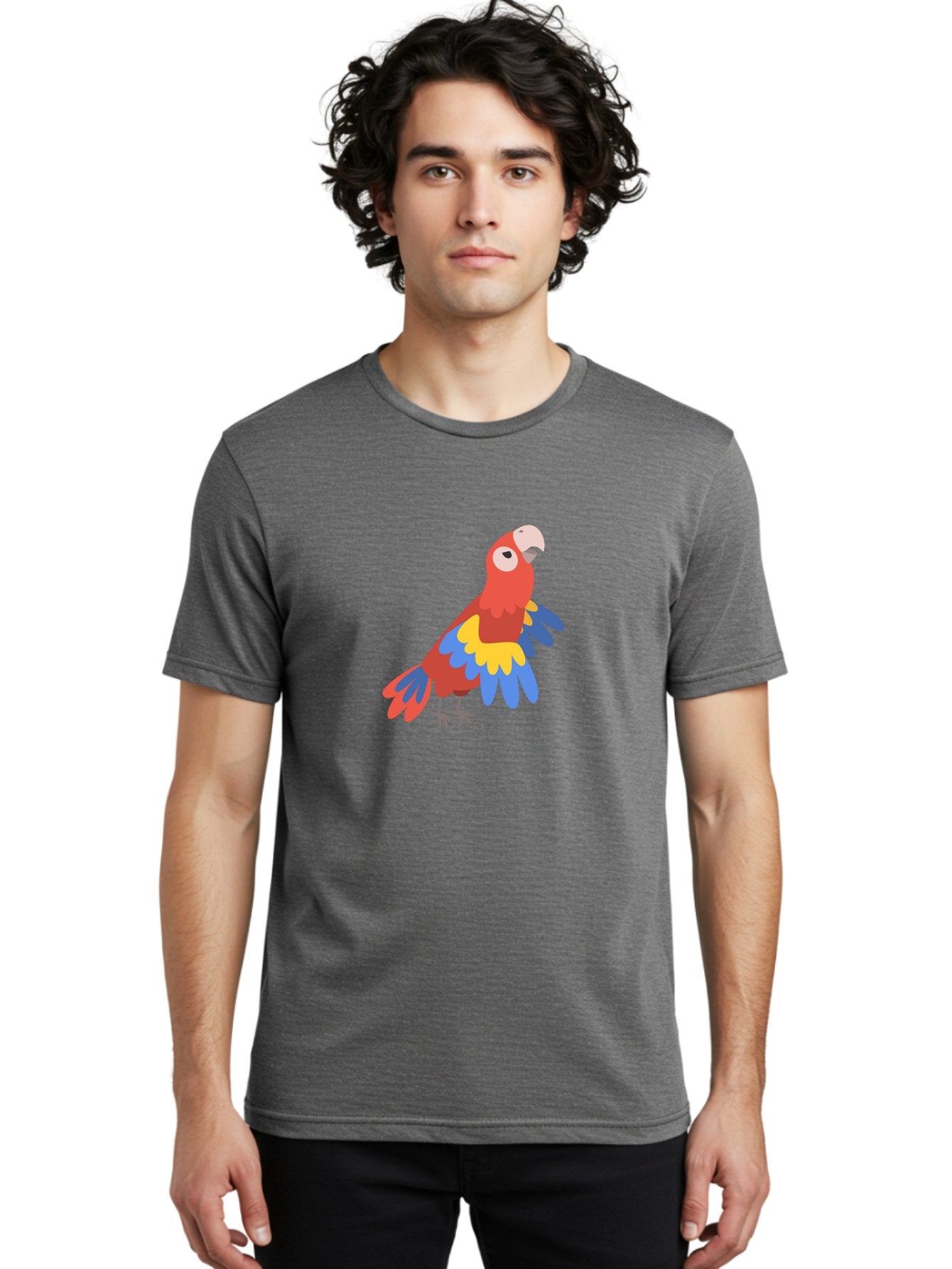 Red-Parrot-4 Men'S Graphic Tee, 100% Cotton, Comfortable Casual Summer Wear, Machine Washable, Colorful Parrot, Vibrant Red, Blue And Yellow Feathers, Cartoon Bird, Tropical Wildlife, Exotic Pet, Playful Creature, Fun Illustration Aab880 21