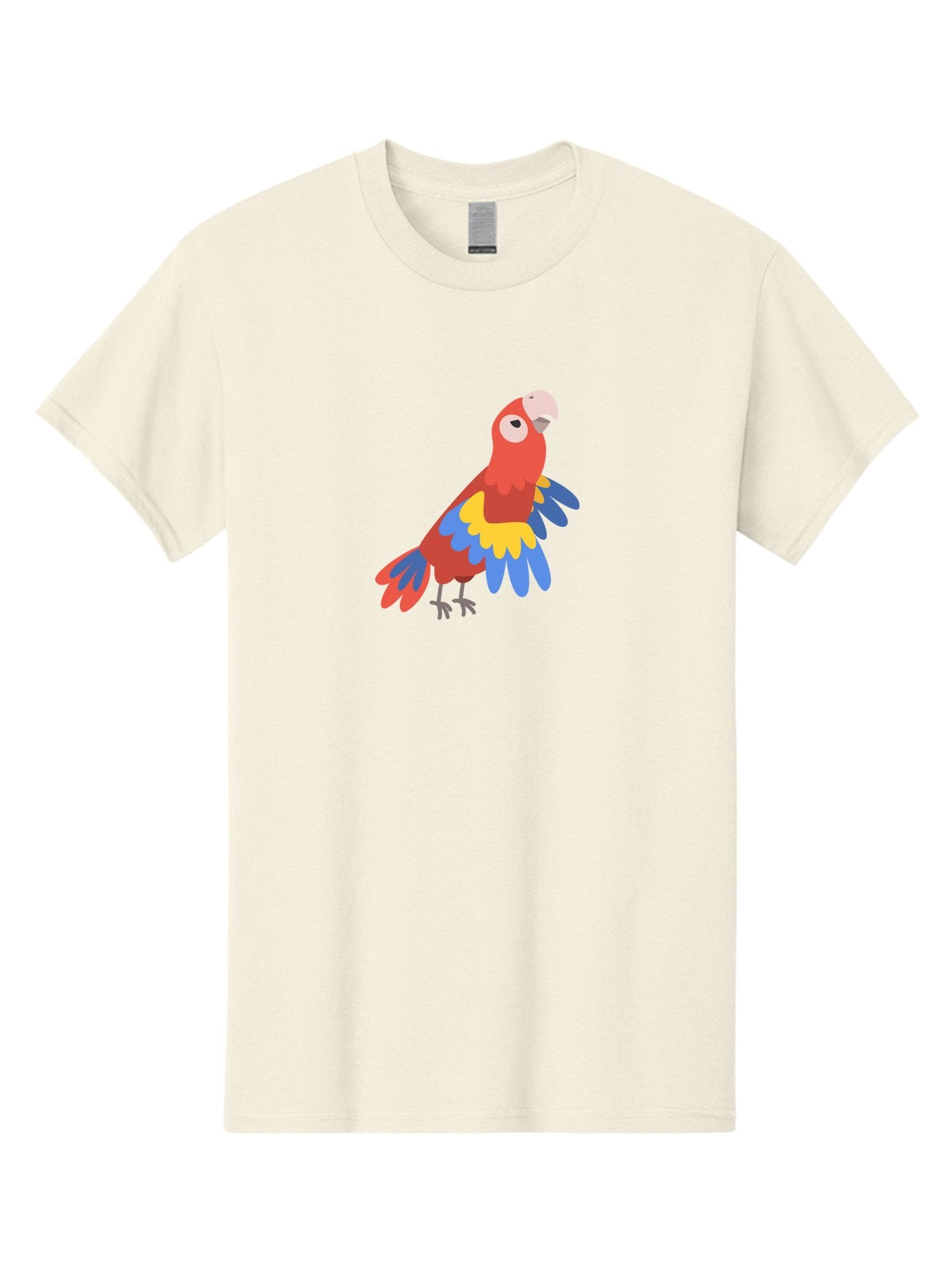 Red-Parrot-4 Men'S Graphic Tee, 100% Cotton, Comfortable Casual Summer Wear, Machine Washable, Colorful Parrot, Vibrant Red, Blue And Yellow Feathers, Cartoon Bird, Tropical Wildlife, Exotic Pet, Playful Creature, Fun Illustration Aab880 3