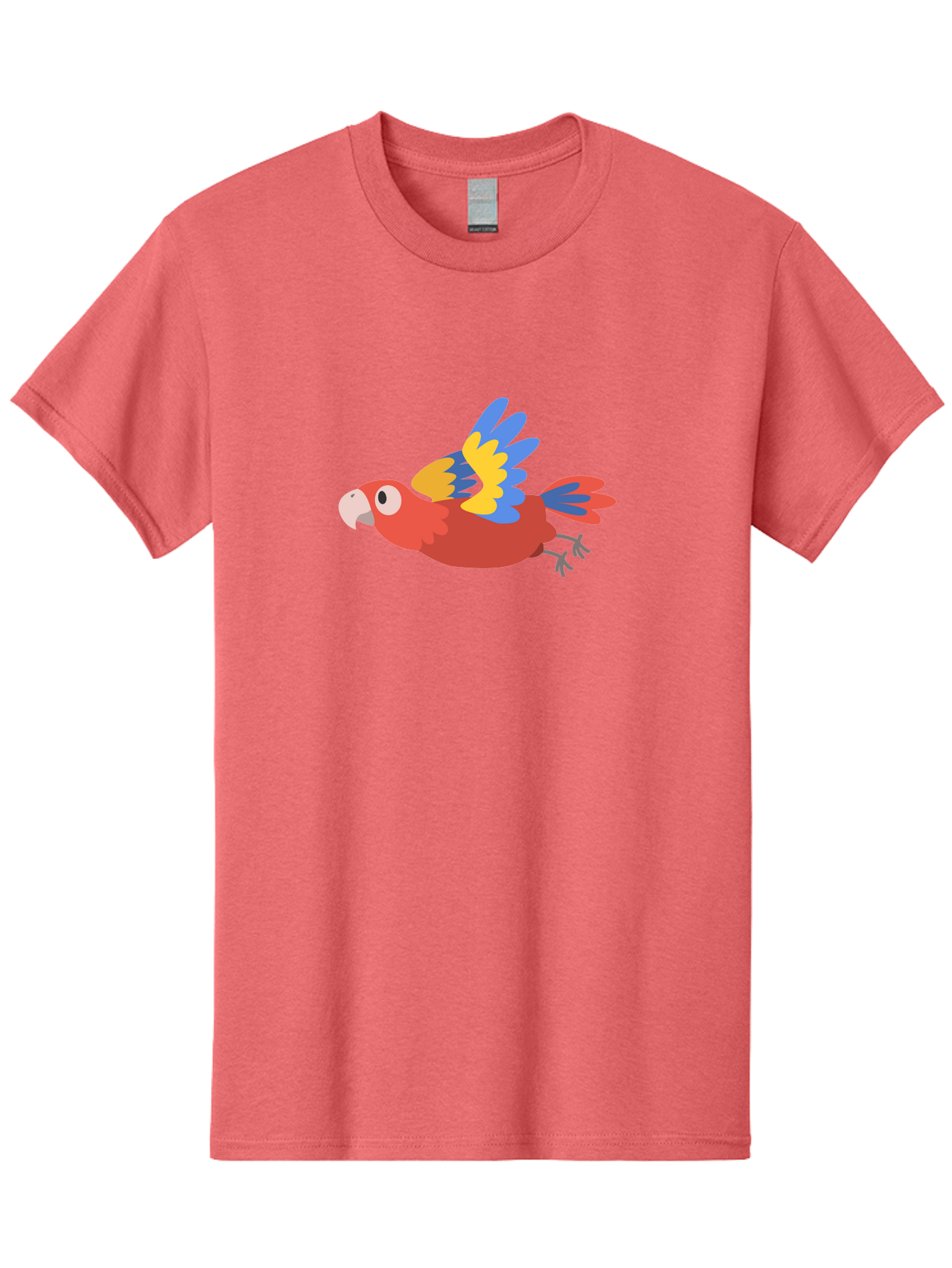 Red-Parrot Men'S Graphic Tee, 100% Cotton, Comfortable Casual Summer Wear, Machine Washable, Colorful Parrot, Vibrant Red, Blue And Yellow Wings, Cartoon Bird, Tropical Bird, Flying Macaw, Parrot In Flight, Exotic Bird, Winged Creature, Aab881 7
