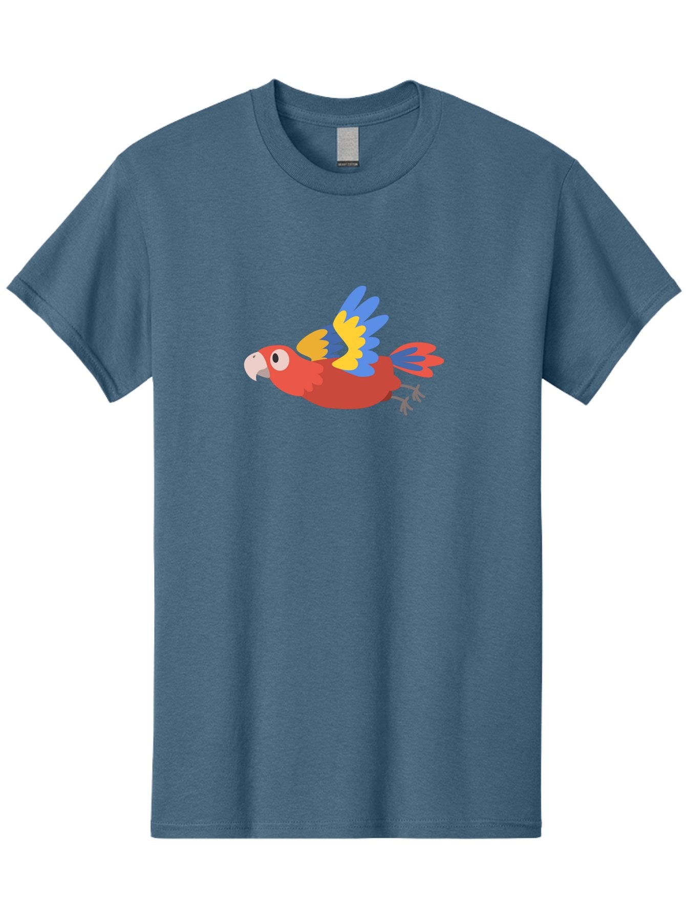 Red-Parrot Men'S Graphic Tee, 100% Cotton, Comfortable Casual Summer Wear, Machine Washable, Colorful Parrot, Vibrant Red, Blue And Yellow Wings, Cartoon Bird, Tropical Bird, Flying Macaw, Parrot In Flight, Exotic Bird, Winged Creature, Aab881