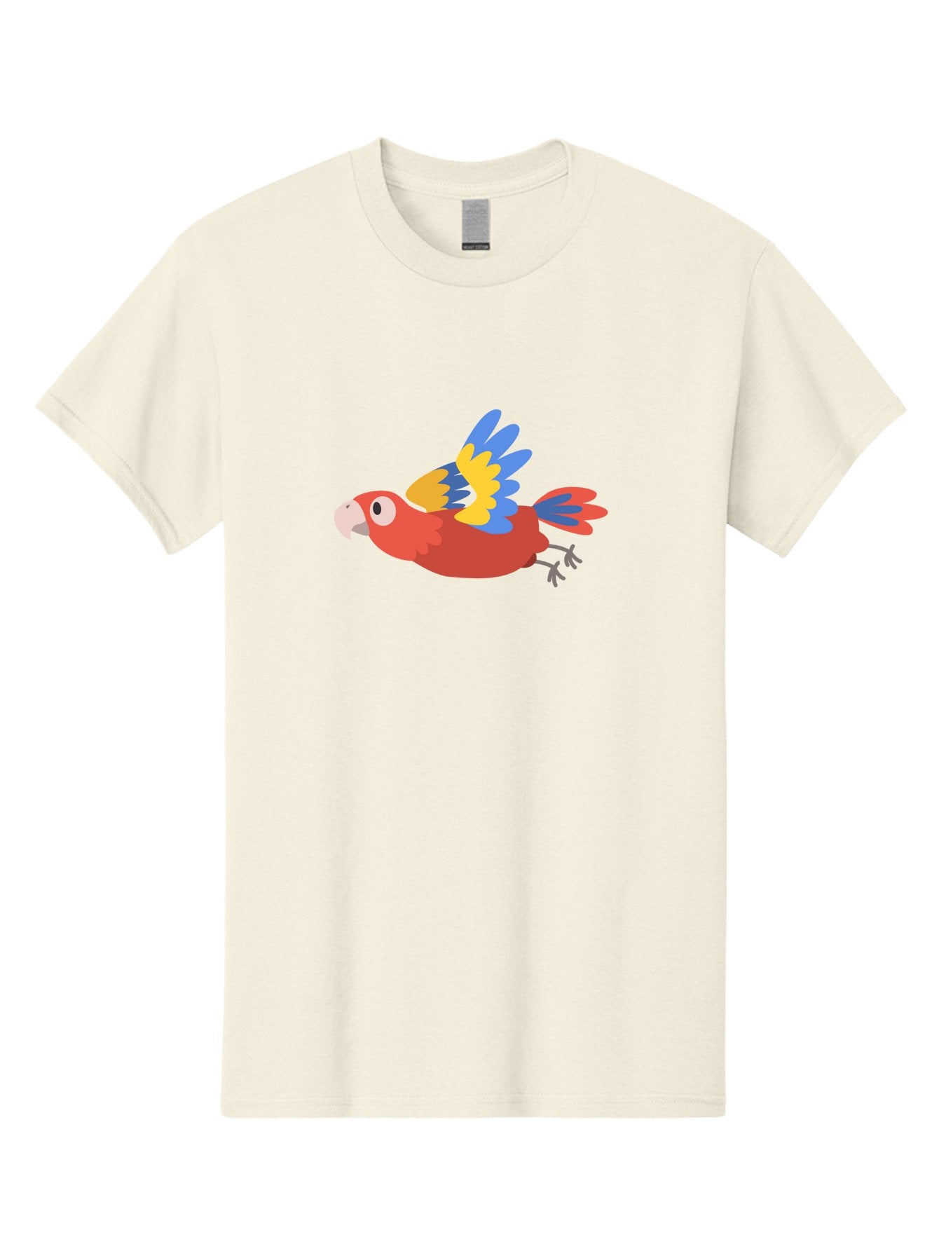 Red-Parrot Men'S Graphic Tee, 100% Cotton, Comfortable Casual Summer Wear, Machine Washable, Colorful Parrot, Vibrant Red, Blue And Yellow Wings, Cartoon Bird, Tropical Bird, Flying Macaw, Parrot In Flight, Exotic Bird, Winged Creature, Aab881 5