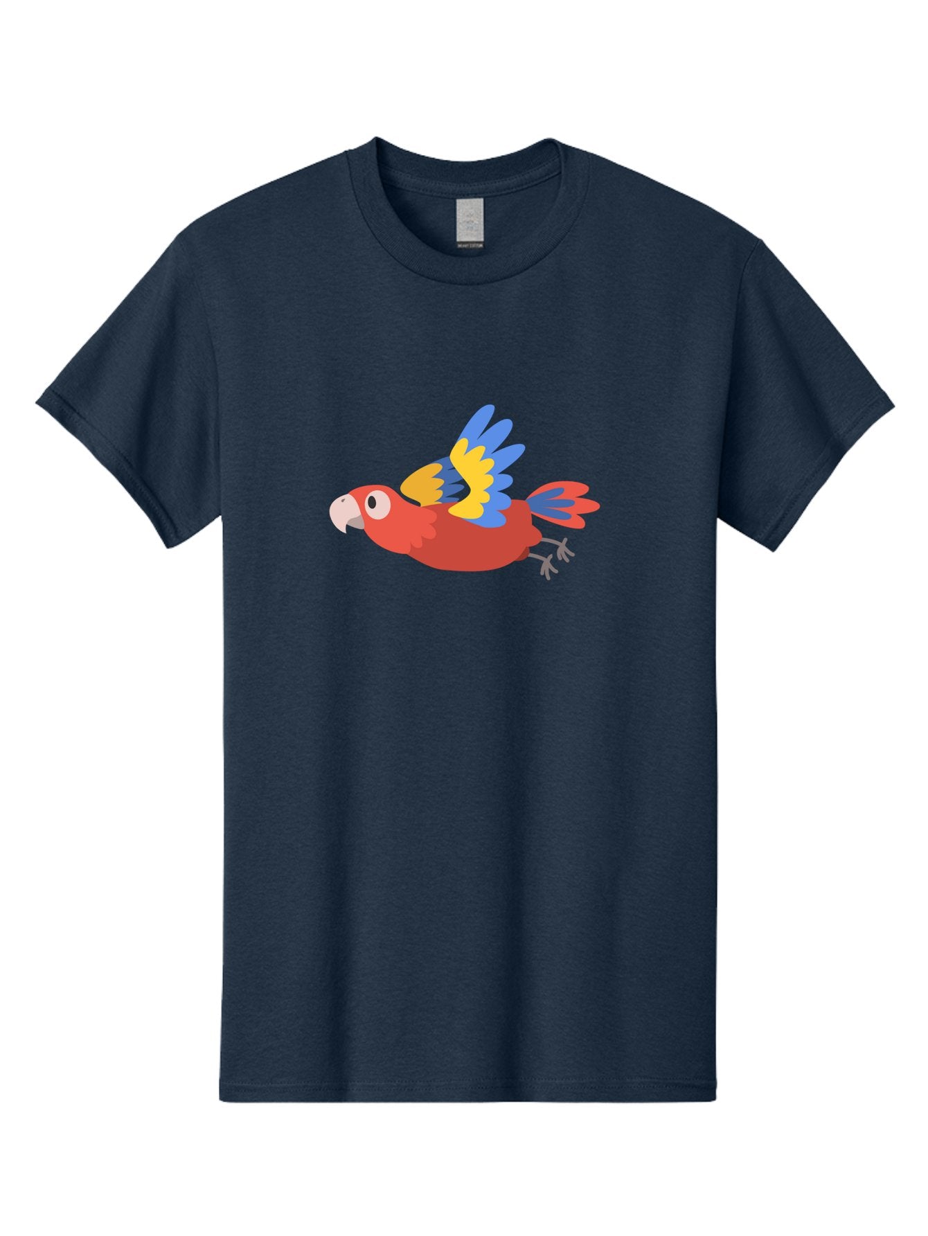 Red-Parrot Men'S Graphic Tee, 100% Cotton, Comfortable Casual Summer Wear, Machine Washable, Colorful Parrot, Vibrant Red, Blue And Yellow Wings, Cartoon Bird, Tropical Bird, Flying Macaw, Parrot In Flight, Exotic Bird, Winged Creature, Aab881 4