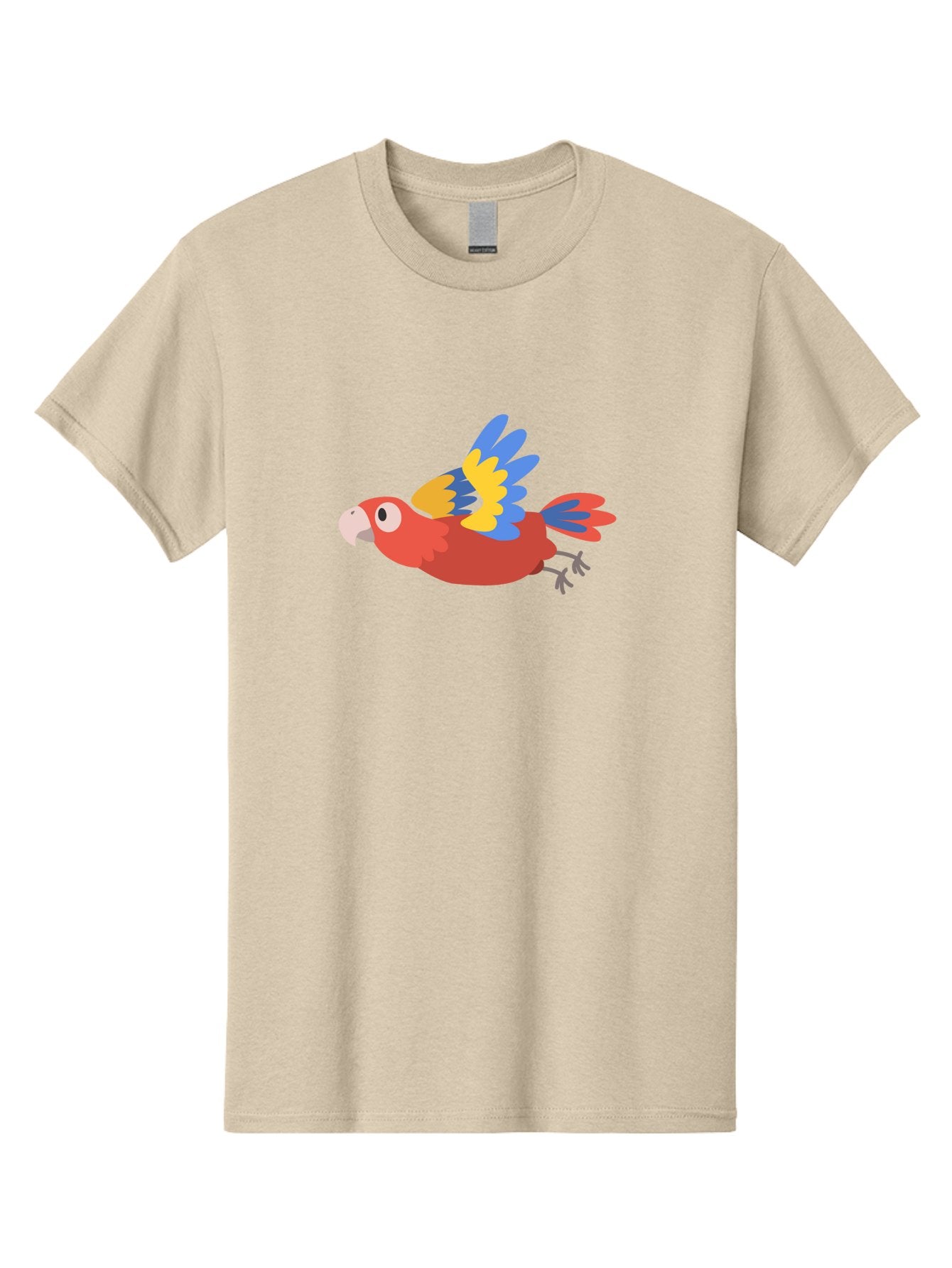 Red-Parrot Men'S Graphic Tee, 100% Cotton, Comfortable Casual Summer Wear, Machine Washable, Colorful Parrot, Vibrant Red, Blue And Yellow Wings, Cartoon Bird, Tropical Bird, Flying Macaw, Parrot In Flight, Exotic Bird, Winged Creature, Aab881 7