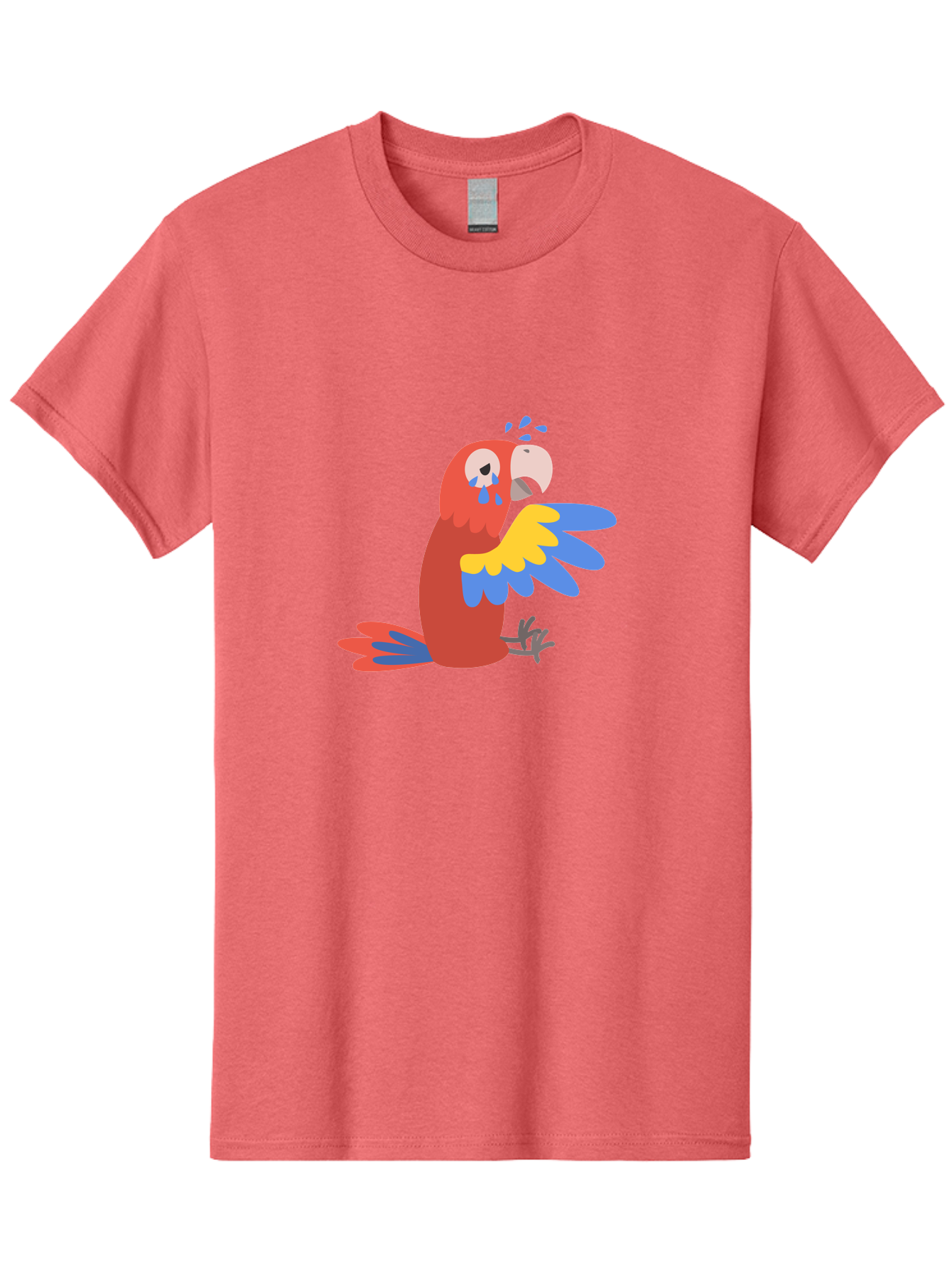 Sad-Parrot Men'S Graphic Tee, 100% Cotton, Comfortable Casual Summer Wear, Machine Washable, Sad Parrot, Cartoon Bird, Emotional Animal, Colorful Plumage, Blue Tears, Vibrant Artwork, Playful Illustration, Distressed Creature Aab882 27
