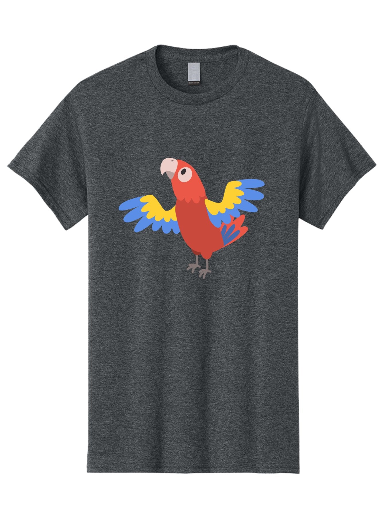 Scarlet-Macaw Men'S Graphic Tee, 100% Cotton, Comfortable Casual Summer Wear, Machine Washable, Colorful Parrot, Vibrant Red Body, Blue And Yellow Wings, Cartoon-Style Illustration, Tropical Bird, Playful, Parrot Species, Exotic Plumage, Aab883