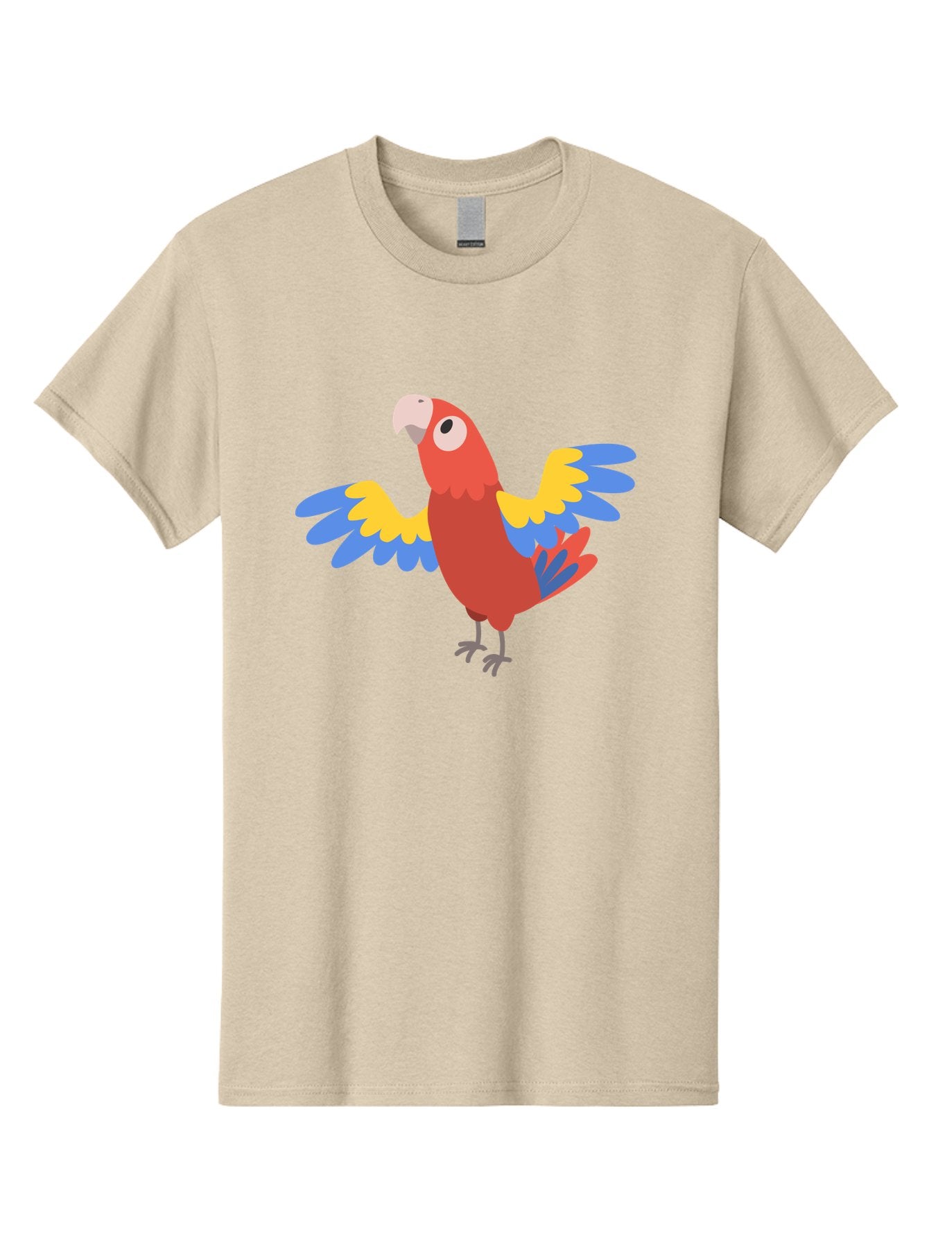 Scarlet-Macaw Men'S Graphic Tee, 100% Cotton, Comfortable Casual Summer Wear, Machine Washable, Colorful Parrot, Vibrant Red Body, Blue And Yellow Wings, Cartoon-Style Illustration, Tropical Bird, Playful, Parrot Species, Exotic Plumage, Aab883 5