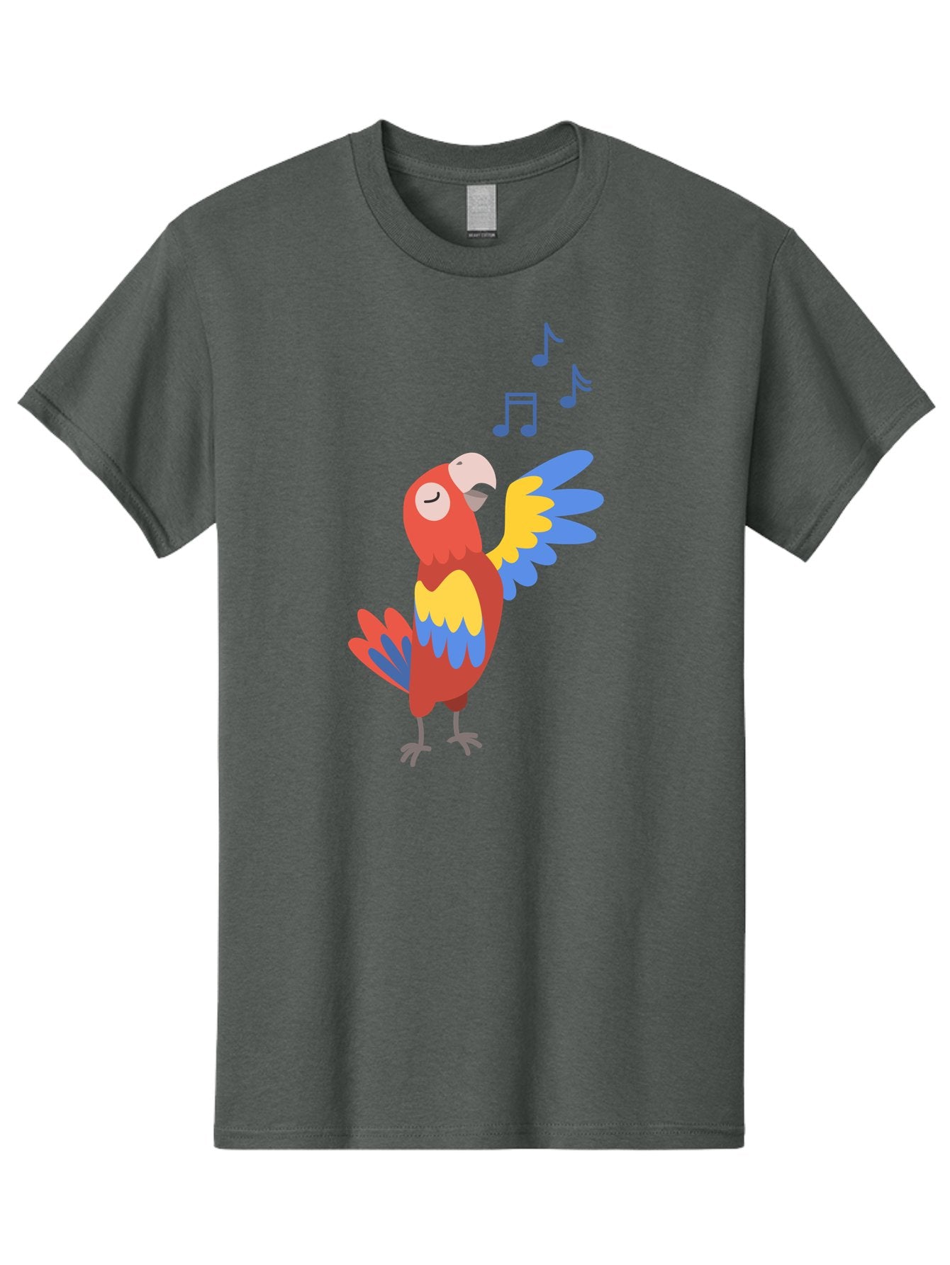 Singing-Parrot-1 Men'S Graphic Tee, 100% Cotton, Comfortable Casual Summer Wear, Machine Washable, Singing Parrot, Colorful Bird, Music Notes, Vibrant Plumage, Happy Expression, Melodic Sounds, Tropical Ambiance, Lively Atmosphere, Aab884 4