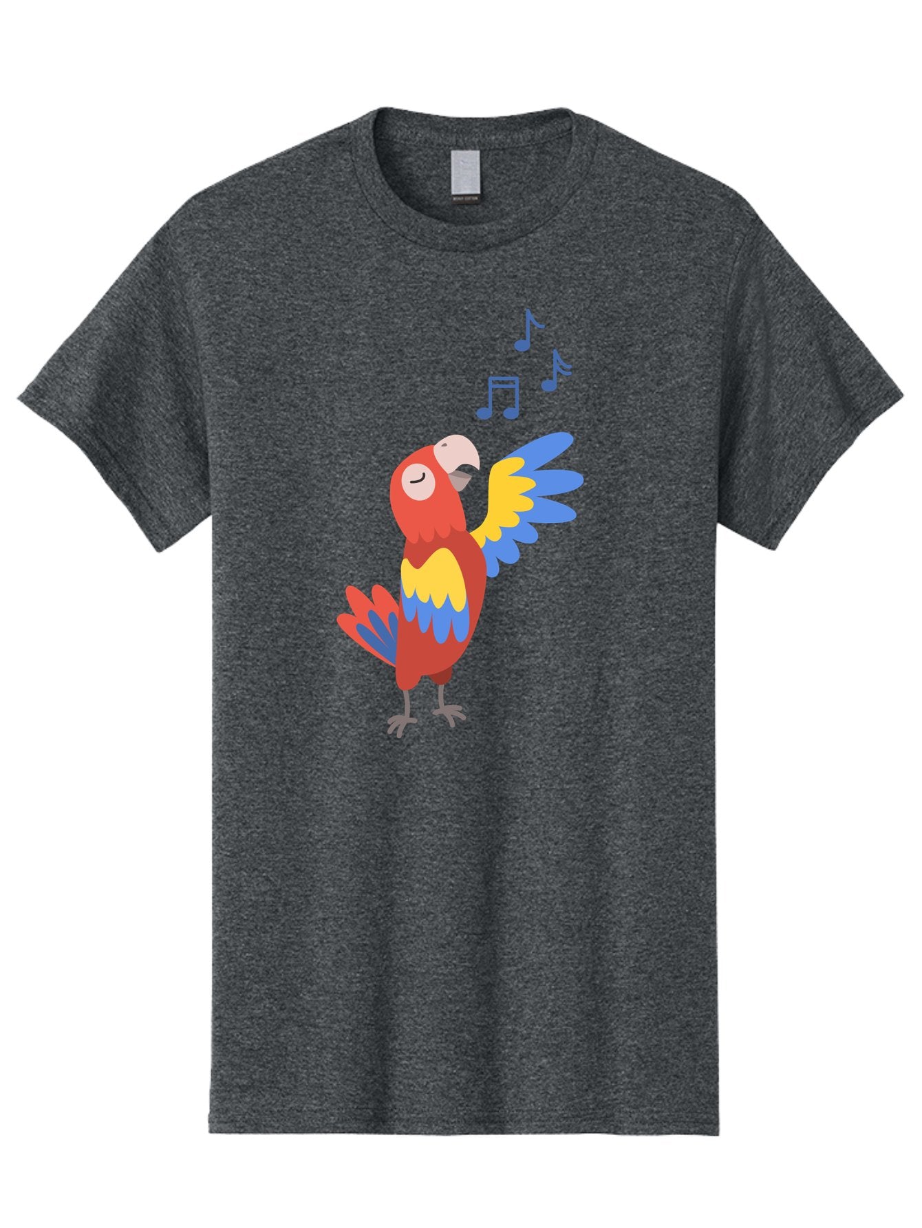 Singing-Parrot-1 Men'S Graphic Tee, 100% Cotton, Comfortable Casual Summer Wear, Machine Washable, Singing Parrot, Colorful Bird, Music Notes, Vibrant Plumage, Happy Expression, Melodic Sounds, Tropical Ambiance, Lively Atmosphere, Aab884 8