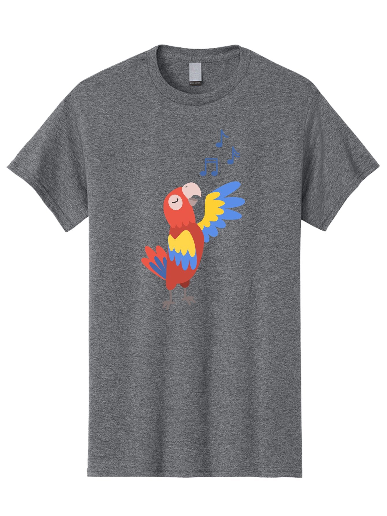 Singing-Parrot-1 Men'S Graphic Tee, 100% Cotton, Comfortable Casual Summer Wear, Machine Washable, Singing Parrot, Colorful Bird, Music Notes, Vibrant Plumage, Happy Expression, Melodic Sounds, Tropical Ambiance, Lively Atmosphere, Aab884 5