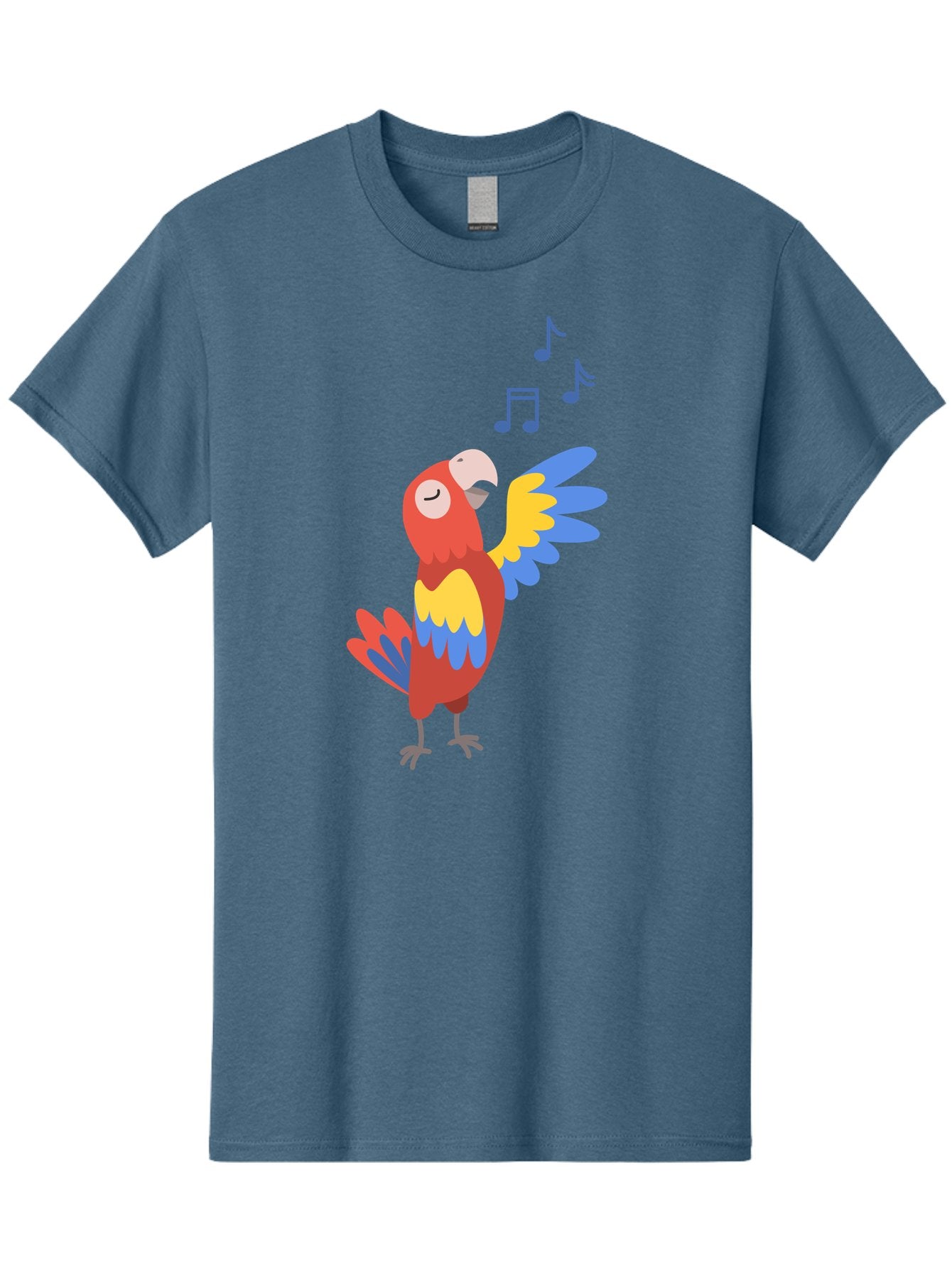 Singing-Parrot-1 Men'S Graphic Tee, 100% Cotton, Comfortable Casual Summer Wear, Machine Washable, Singing Parrot, Colorful Bird, Music Notes, Vibrant Plumage, Happy Expression, Melodic Sounds, Tropical Ambiance, Lively Atmosphere, Aab884 7