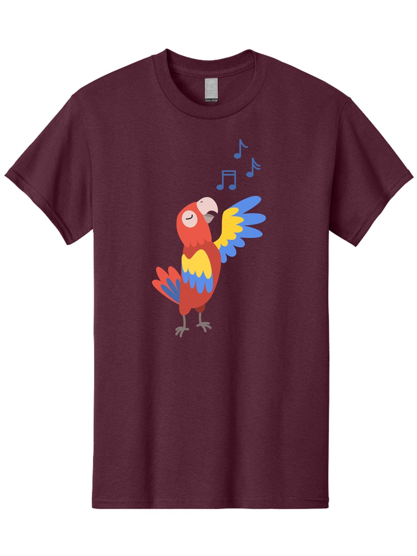 Singing-Parrot-1 Men'S Graphic Tee, 100% Cotton, Comfortable Casual Summer Wear, Machine Washable, Singing Parrot, Colorful Bird, Music Notes, Vibrant Plumage, Happy Expression, Melodic Sounds, Tropical Ambiance, Lively Atmosphere, Aab884 13