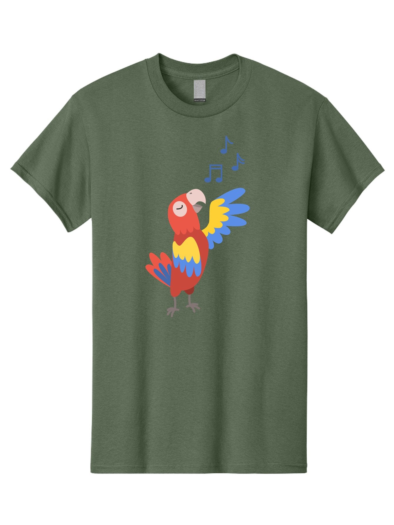 Singing-Parrot-1 Men'S Graphic Tee, 100% Cotton, Comfortable Casual Summer Wear, Machine Washable, Singing Parrot, Colorful Bird, Music Notes, Vibrant Plumage, Happy Expression, Melodic Sounds, Tropical Ambiance, Lively Atmosphere, Aab884 9