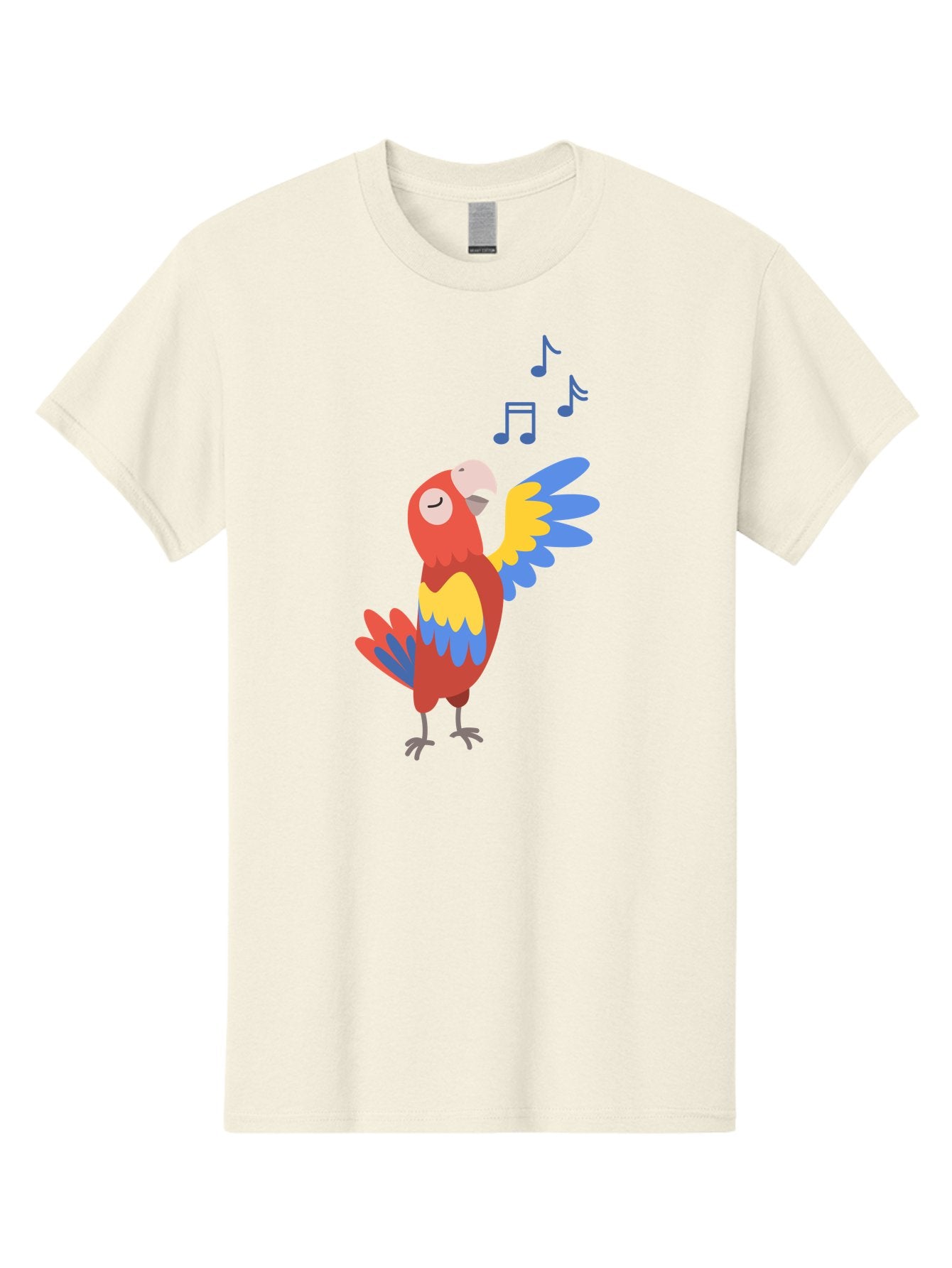 Singing-Parrot-1 Men'S Graphic Tee, 100% Cotton, Comfortable Casual Summer Wear, Machine Washable, Singing Parrot, Colorful Bird, Music Notes, Vibrant Plumage, Happy Expression, Melodic Sounds, Tropical Ambiance, Lively Atmosphere, Aab884 11