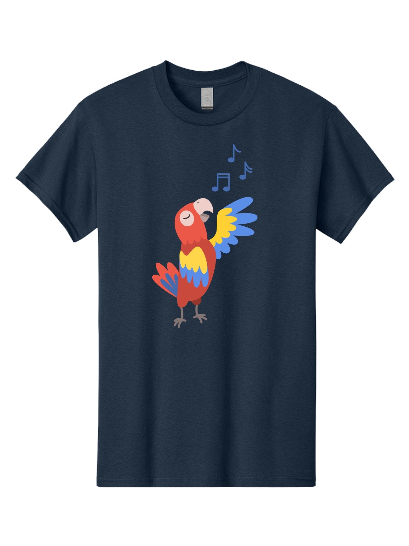 Singing-Parrot-1 Men'S Graphic Tee, 100% Cotton, Comfortable Casual Summer Wear, Machine Washable, Singing Parrot, Colorful Bird, Music Notes, Vibrant Plumage, Happy Expression, Melodic Sounds, Tropical Ambiance, Lively Atmosphere, Aab884 3