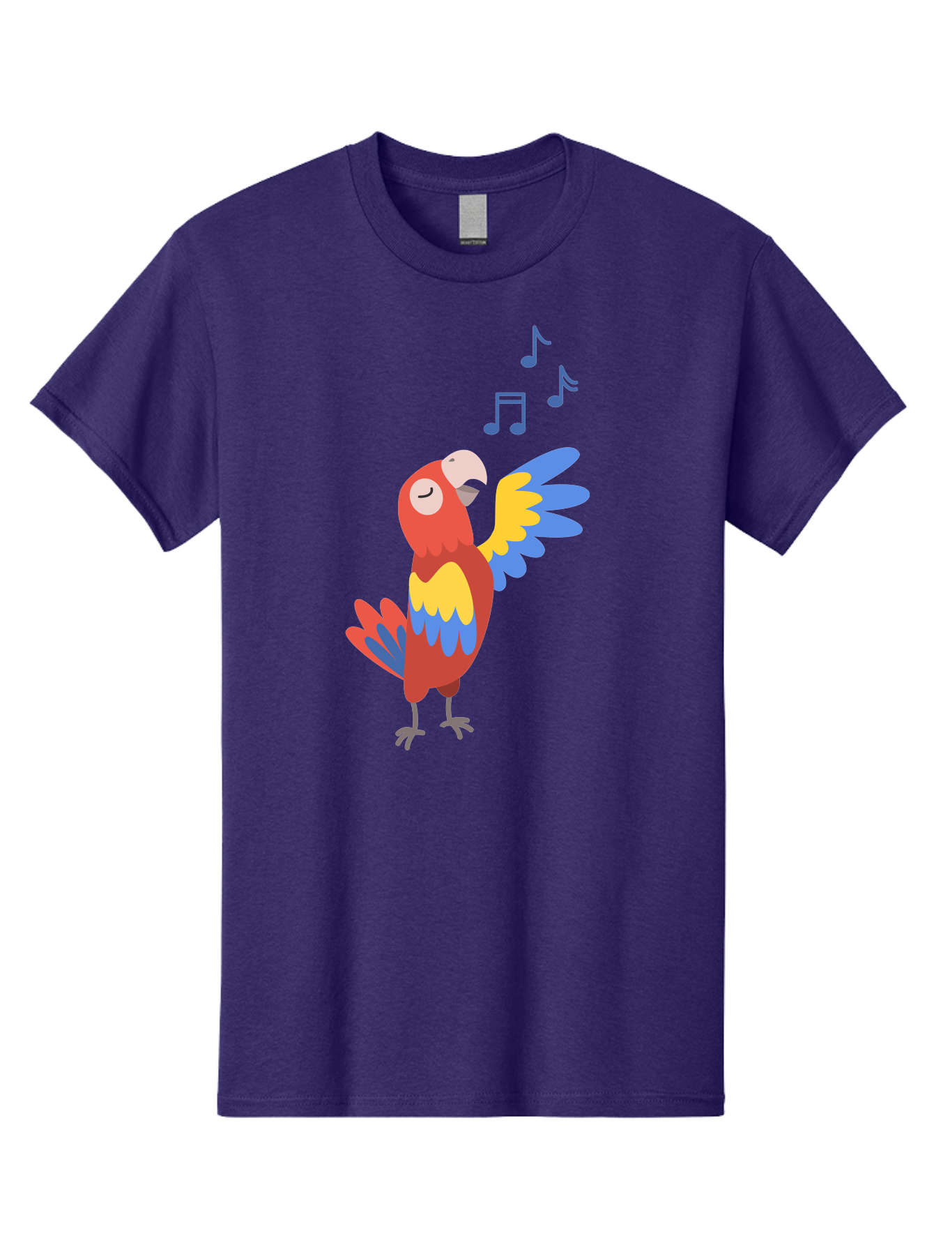 Singing-Parrot-1 Men'S Graphic Tee, 100% Cotton, Comfortable Casual Summer Wear, Machine Washable, Singing Parrot, Colorful Bird, Music Notes, Vibrant Plumage, Happy Expression, Melodic Sounds, Tropical Ambiance, Lively Atmosphere, Aab884 5
