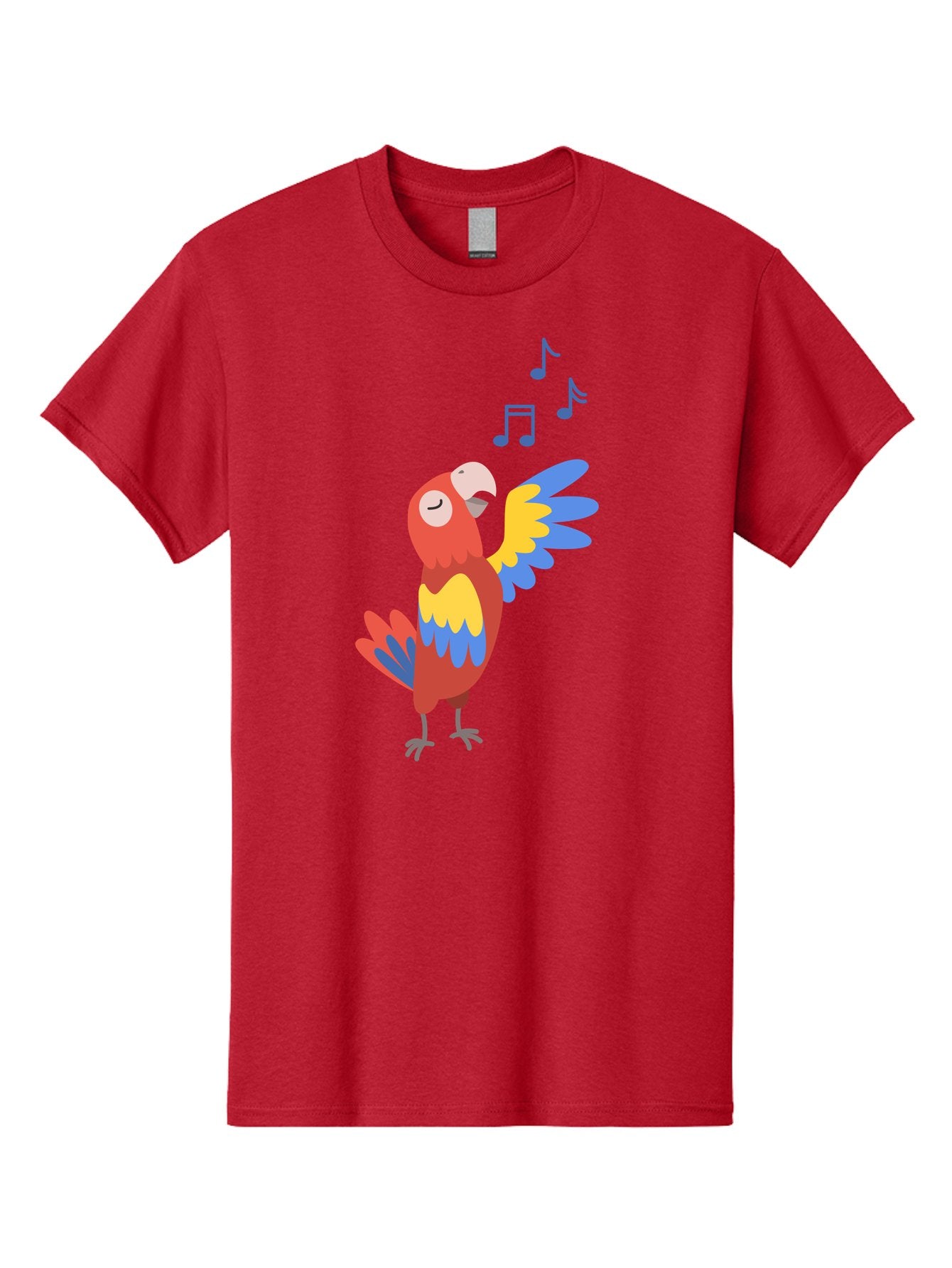 Singing-Parrot-1 Men'S Graphic Tee, 100% Cotton, Comfortable Casual Summer Wear, Machine Washable, Singing Parrot, Colorful Bird, Music Notes, Vibrant Plumage, Happy Expression, Melodic Sounds, Tropical Ambiance, Lively Atmosphere, Aab884