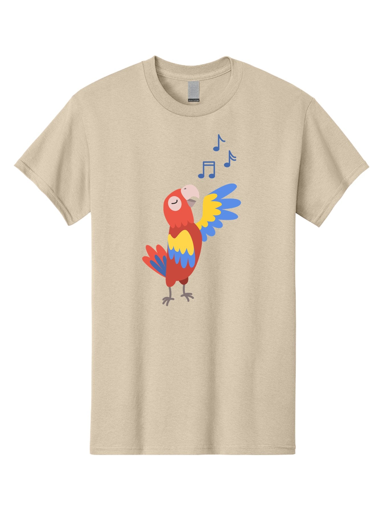 Singing-Parrot-1 Men'S Graphic Tee, 100% Cotton, Comfortable Casual Summer Wear, Machine Washable, Singing Parrot, Colorful Bird, Music Notes, Vibrant Plumage, Happy Expression, Melodic Sounds, Tropical Ambiance, Lively Atmosphere, Aab884 6
