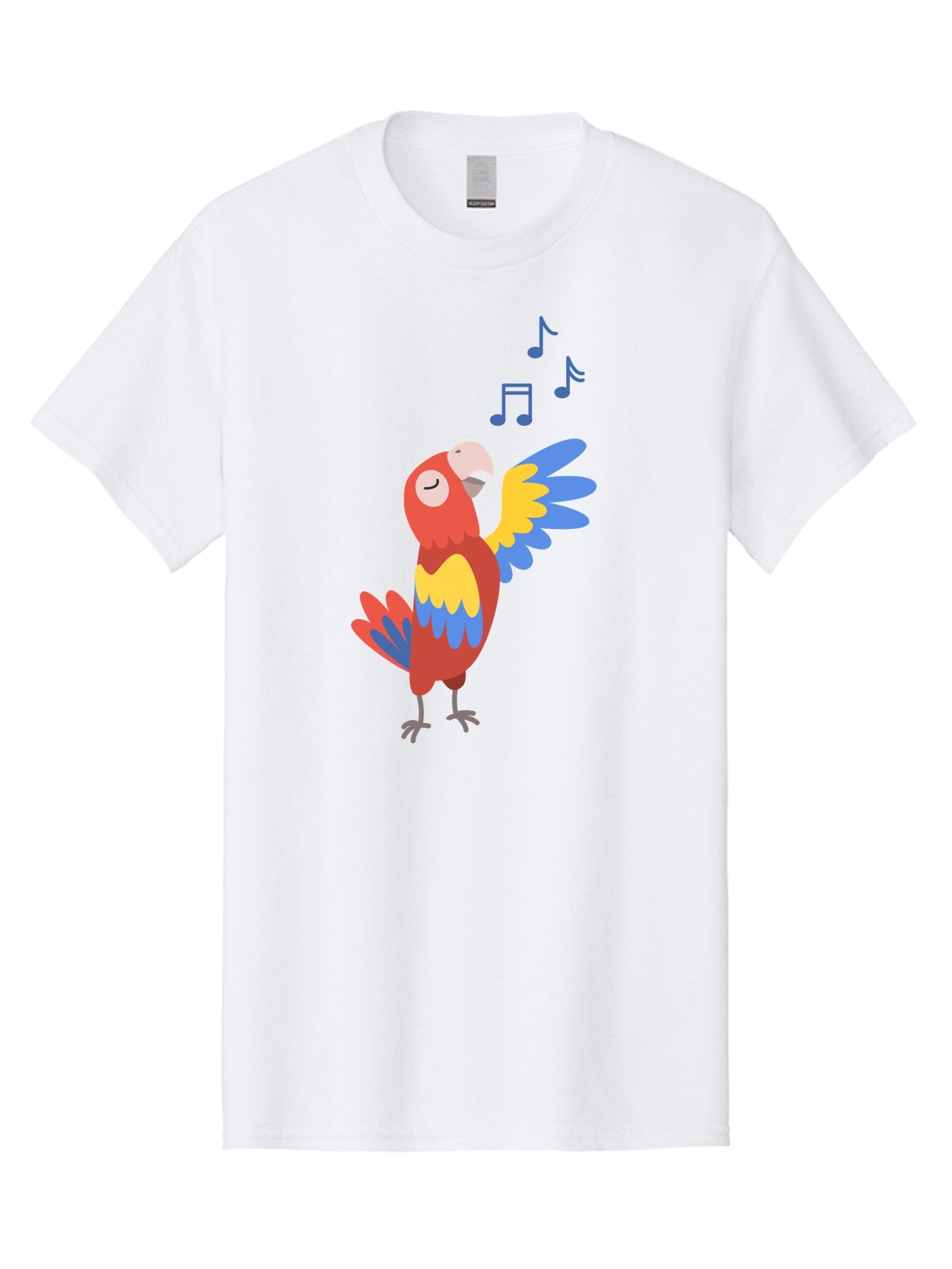 Singing-Parrot-1 Men'S Graphic Tee, 100% Cotton, Comfortable Casual Summer Wear, Machine Washable, Singing Parrot, Colorful Bird, Music Notes, Vibrant Plumage, Happy Expression, Melodic Sounds, Tropical Ambiance, Lively Atmosphere, Aab884 14