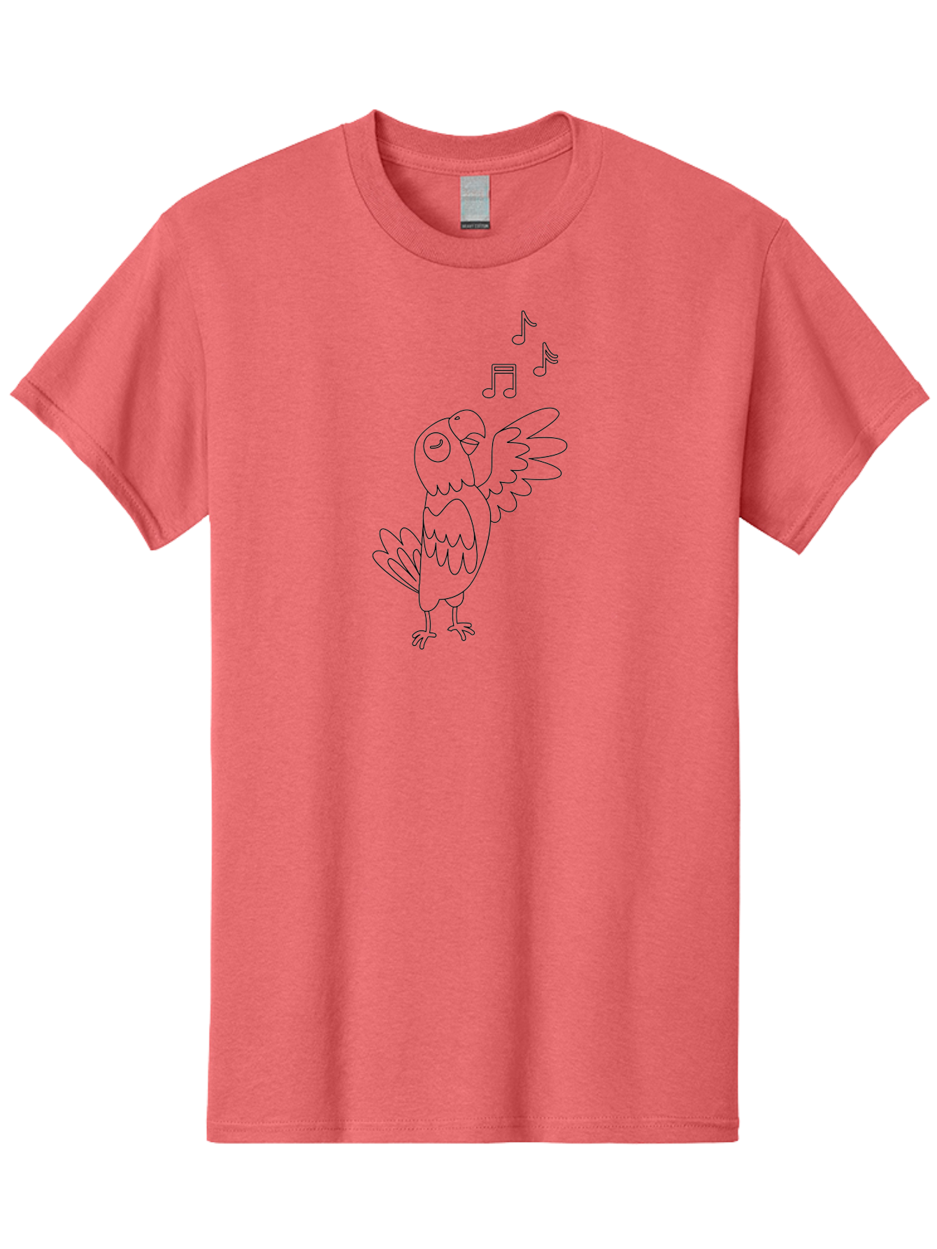 Singing-Parrot-2 Men'S Graphic Tee, 100% Cotton, Comfortable Casual Summer Wear, Machine Washable, Parrot Singing, Bird Song, Musical Notes, Cartoon Parrot, Bird Illustration, Singing Bird, Melody, Music, Parrot Illustration, Funny Parrot, Aab885