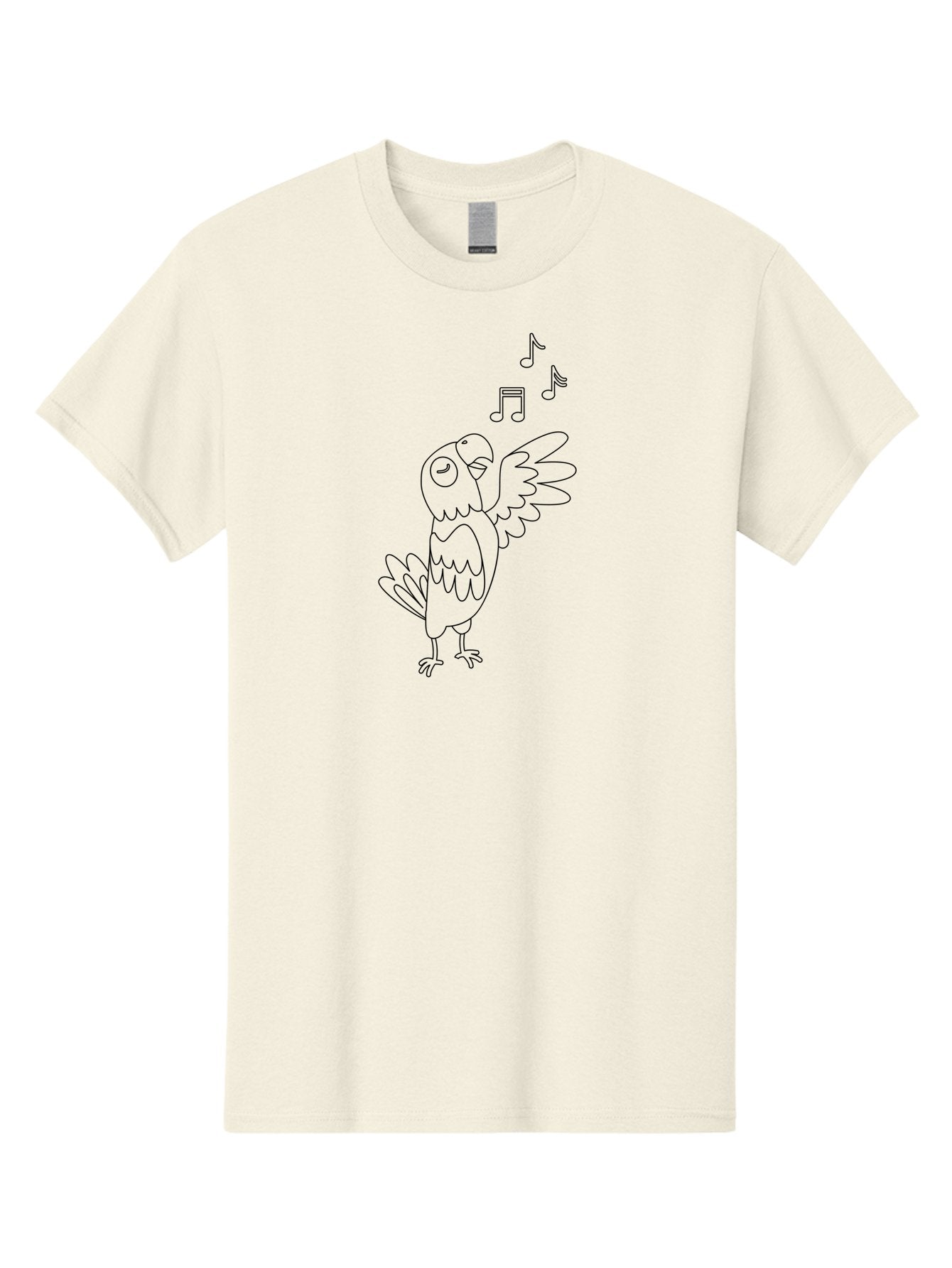 Singing-Parrot-2 Men'S Graphic Tee, 100% Cotton, Comfortable Casual Summer Wear, Machine Washable, Parrot Singing, Bird Song, Musical Notes, Cartoon Parrot, Bird Illustration, Singing Bird, Melody, Music, Parrot Illustration, Funny Parrot, Aab885 3