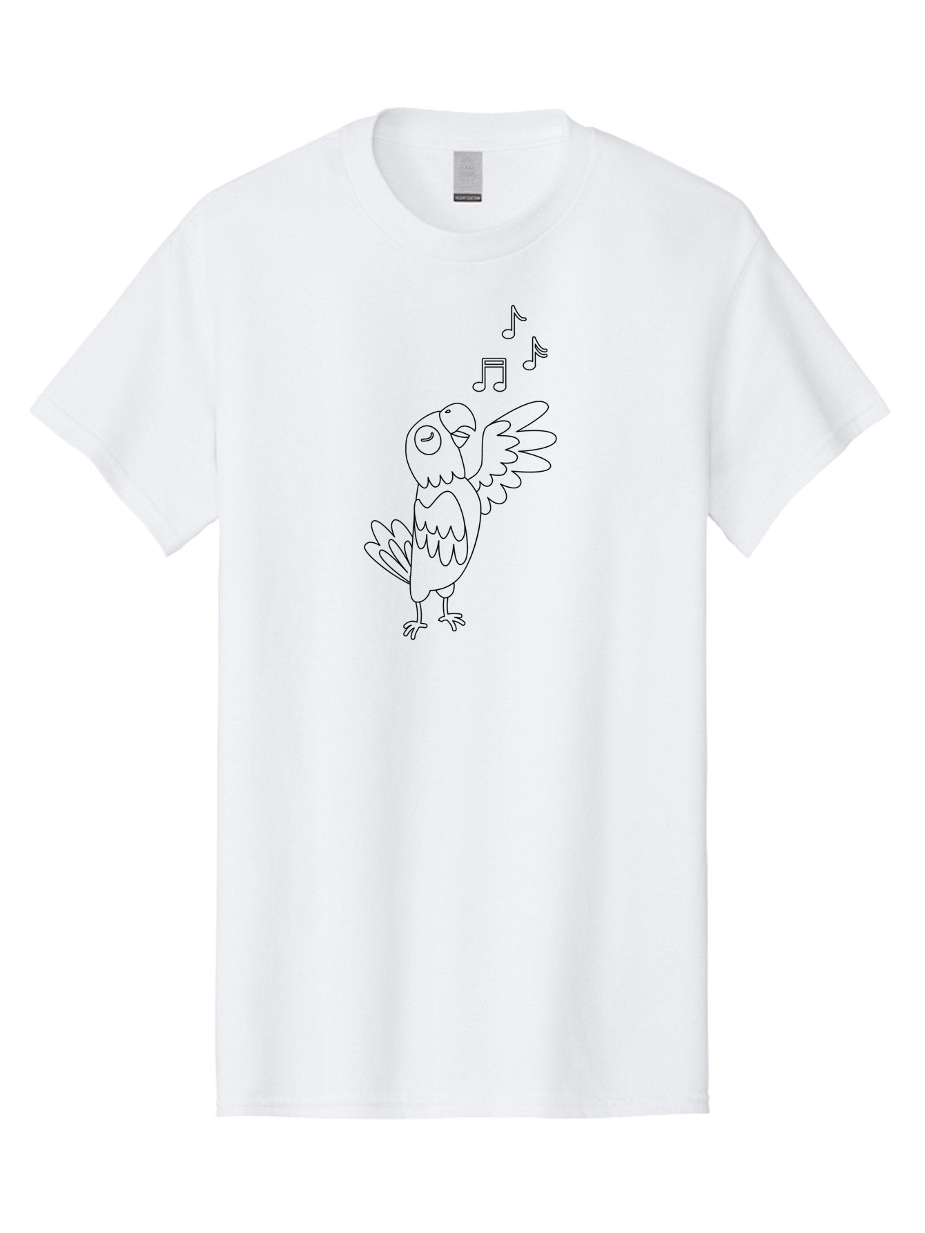Singing-Parrot-2 Men'S Graphic Tee, 100% Cotton, Comfortable Casual Summer Wear, Machine Washable, Parrot Singing, Bird Song, Musical Notes, Cartoon Parrot, Bird Illustration, Singing Bird, Melody, Music, Parrot Illustration, Funny Parrot, Aab885 4