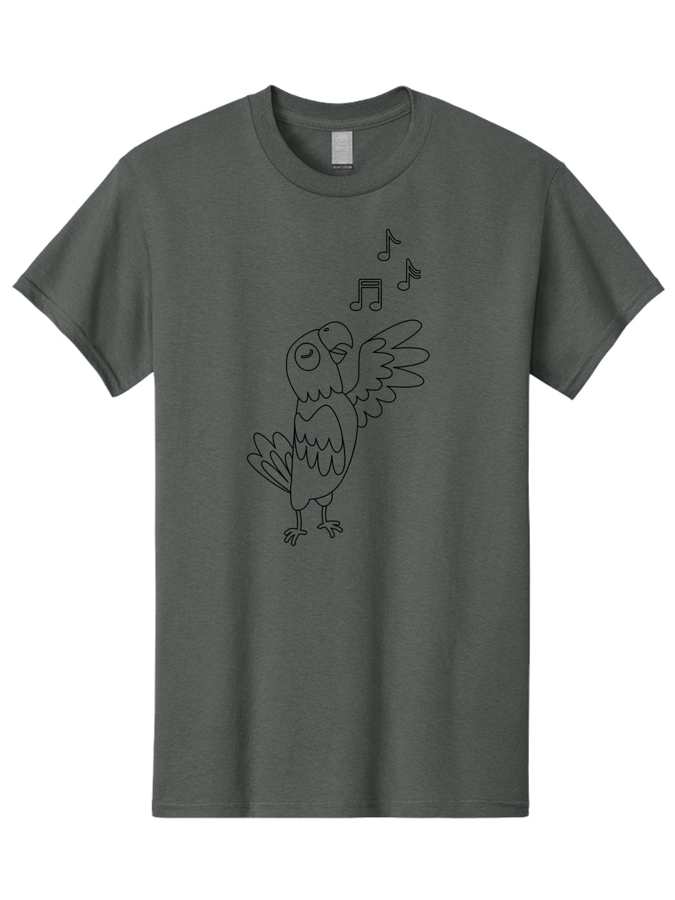 Singing-Parrot-3 Men'S Graphic Tee, 100% Cotton, Comfortable Casual Summer Wear, Machine Washable, Parrot Singing, Musical Notes, Cartoon Bird, Whimsical Design, Playful Illustration, Music Lover, Bird Enthusiast, Creative Art Aab886 12