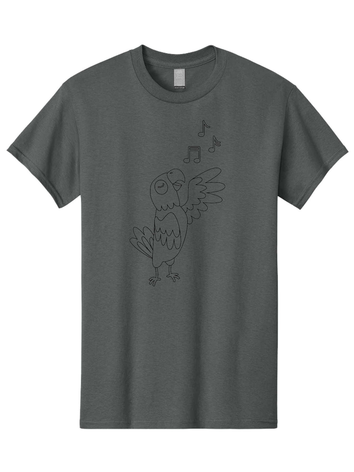 Singing-Parrot-3 Men'S Graphic Tee, 100% Cotton, Comfortable Casual Summer Wear, Machine Washable, Parrot Singing, Musical Notes, Cartoon Bird, Whimsical Design, Playful Illustration, Music Lover, Bird Enthusiast, Creative Art Aab886 5