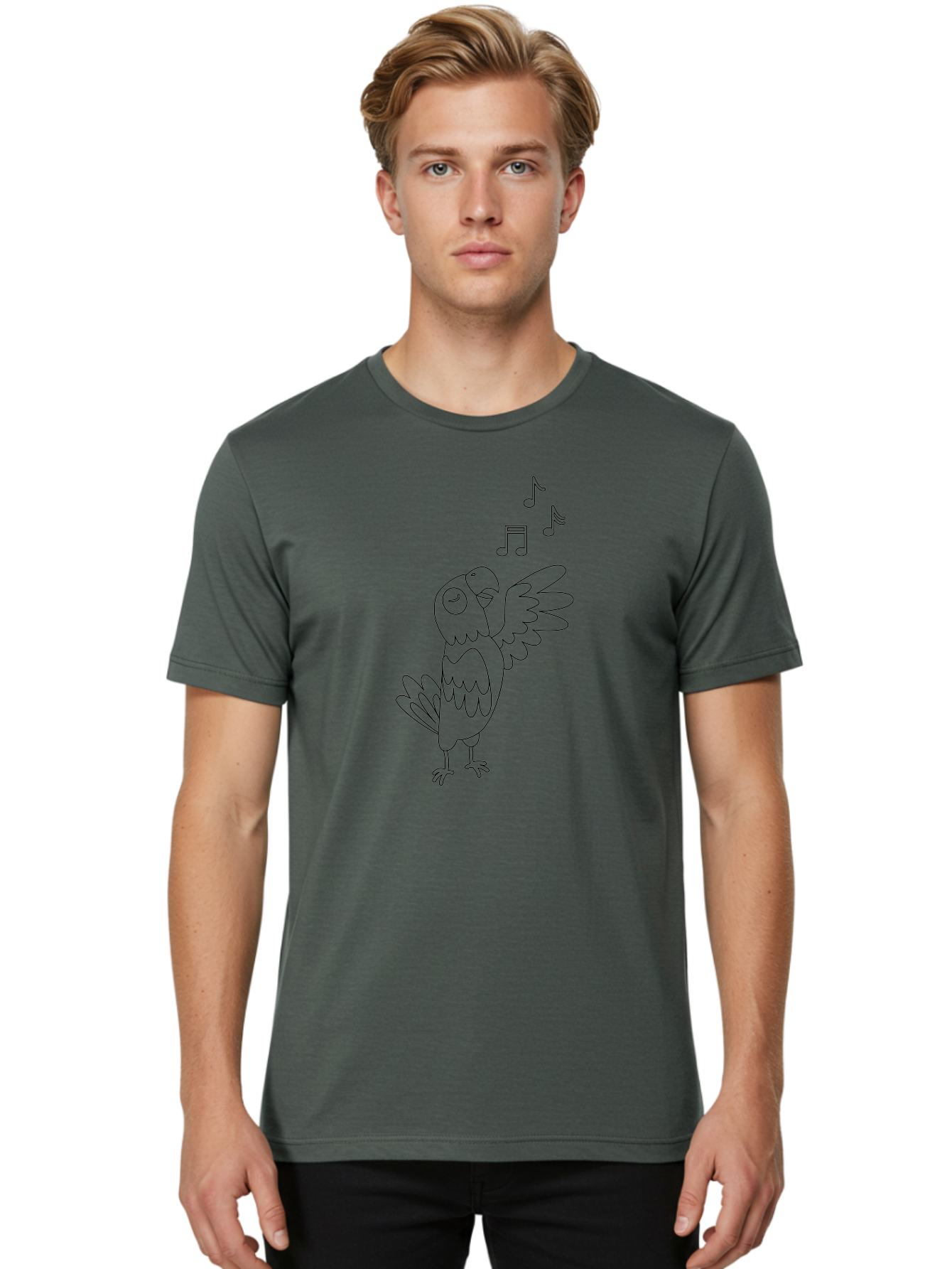 Singing-Parrot-3 Men'S Graphic Tee, 100% Cotton, Comfortable Casual Summer Wear, Machine Washable, Parrot Singing, Musical Notes, Cartoon Bird, Whimsical Design, Playful Illustration, Music Lover, Bird Enthusiast, Creative Art Aab886 6