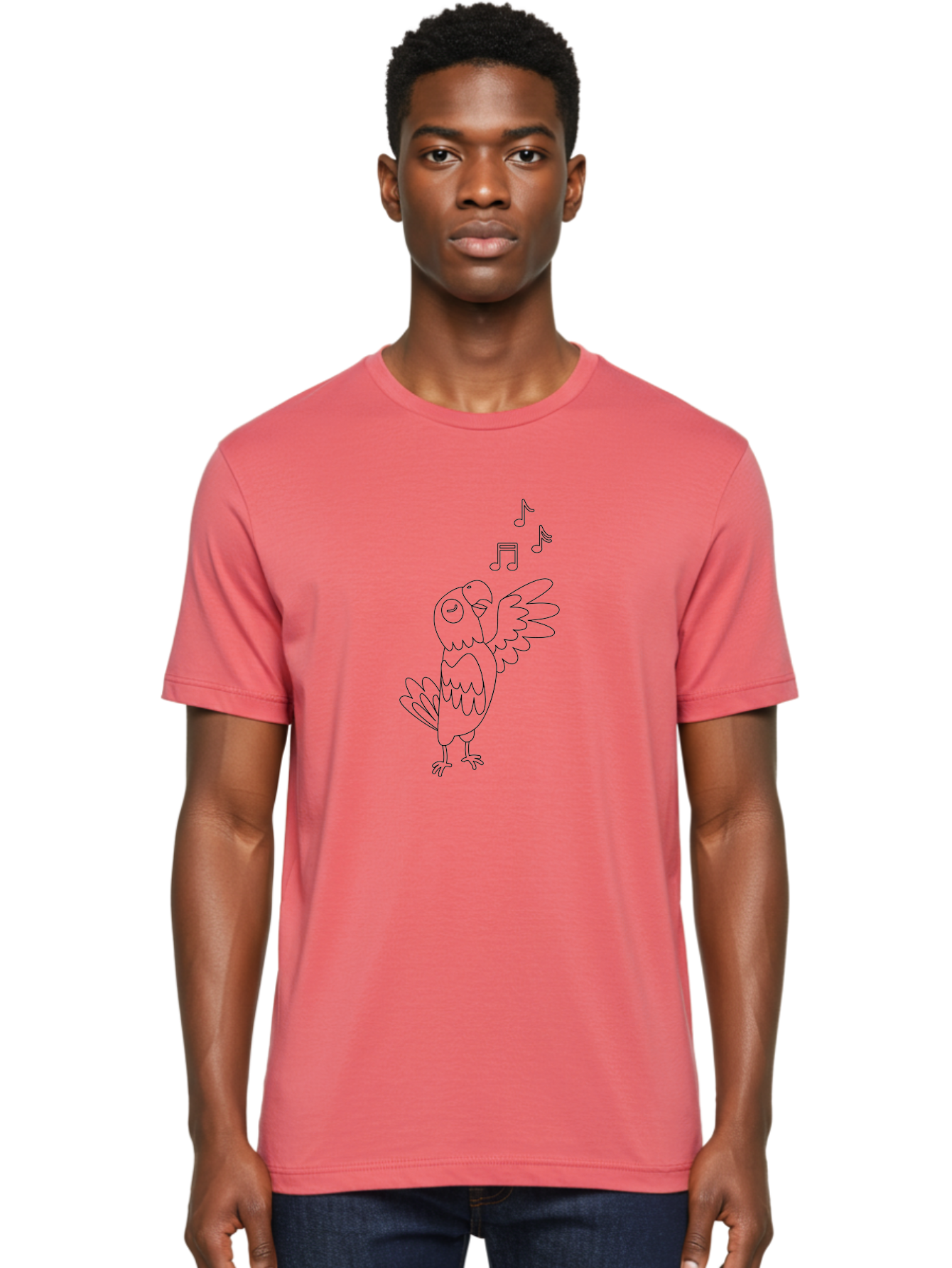 Singing-Parrot-3 Men'S Graphic Tee, 100% Cotton, Comfortable Casual Summer Wear, Machine Washable, Parrot Singing, Musical Notes, Cartoon Bird, Whimsical Design, Playful Illustration, Music Lover, Bird Enthusiast, Creative Art Aab886 28